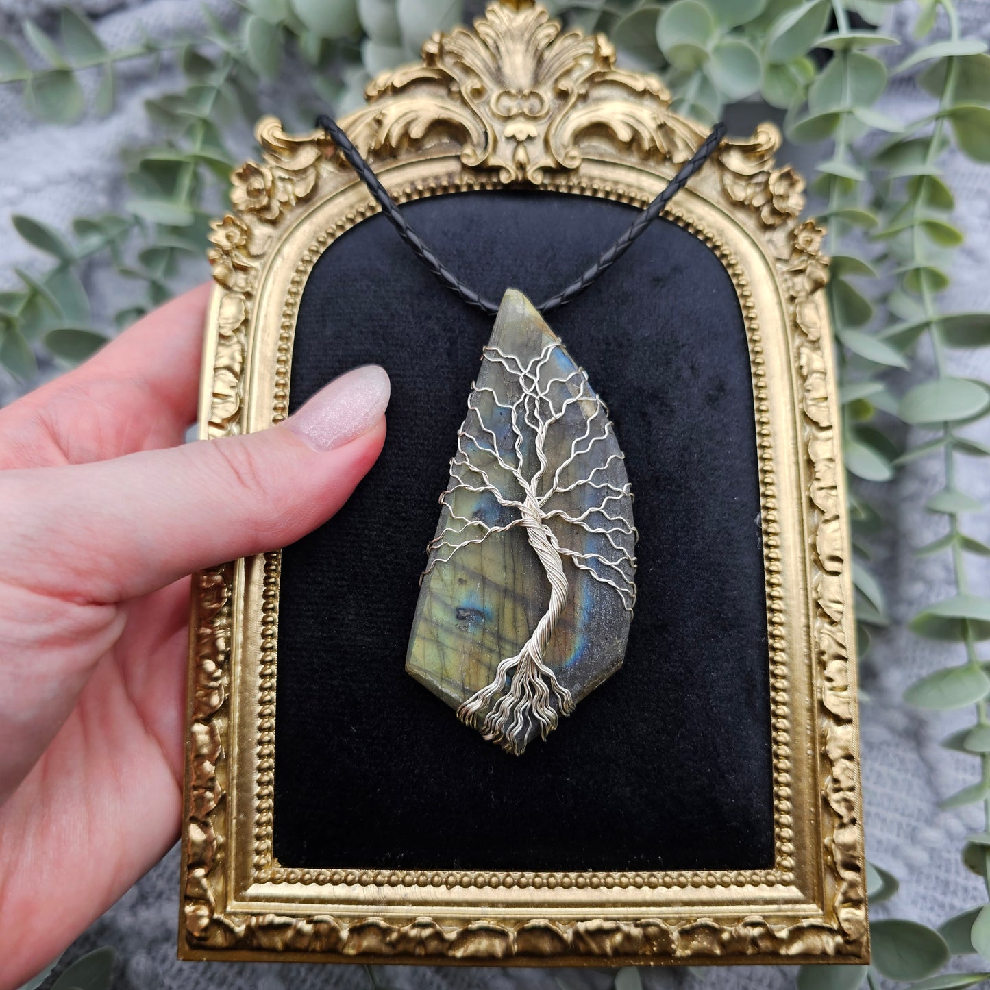 Labradorite Rough Slab Tree of Life Pendant | Jewelry Wire | Gemstone Necklace