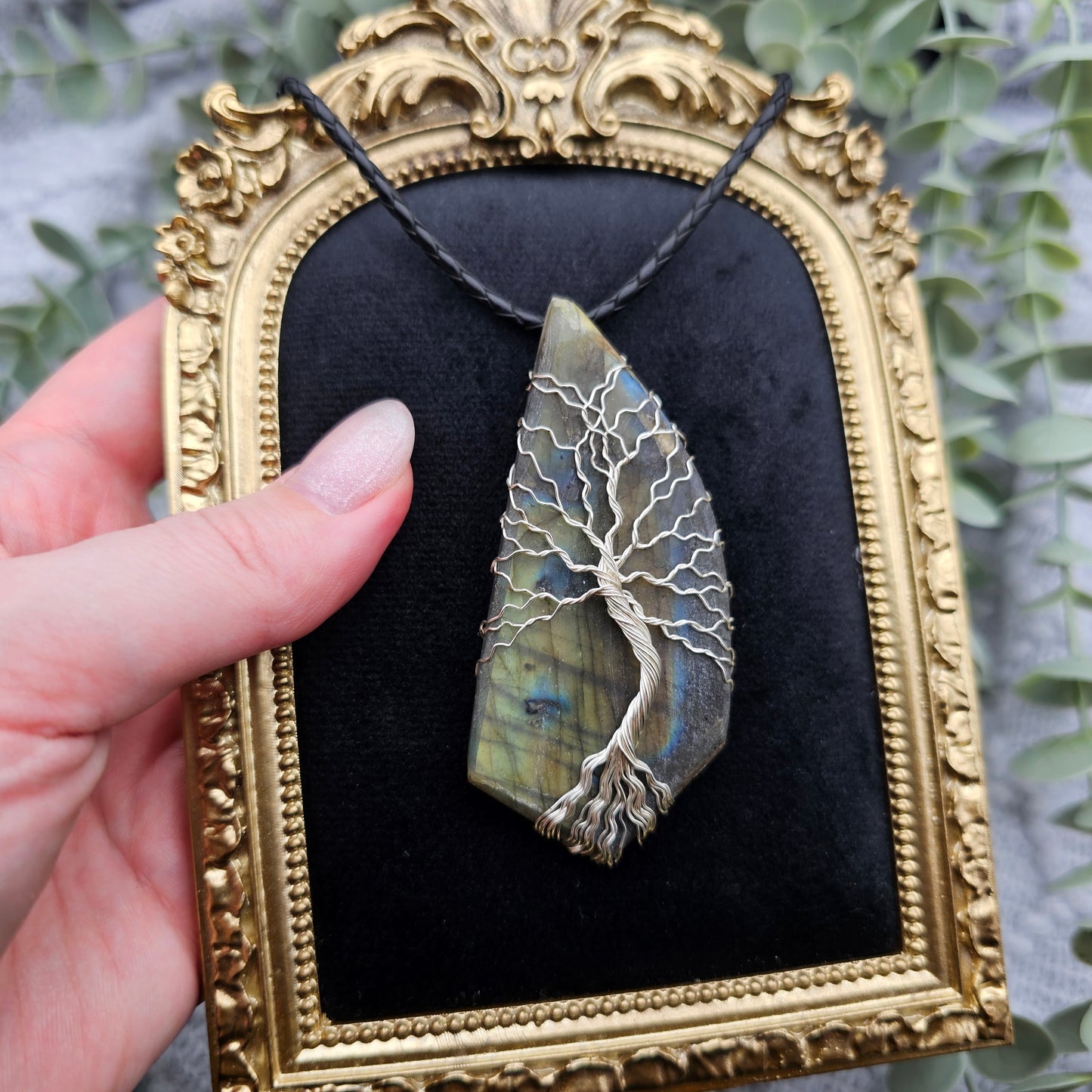 Labradorite Rough Slab Tree of Life Pendant | Jewelry Wire | Gemstone Necklace