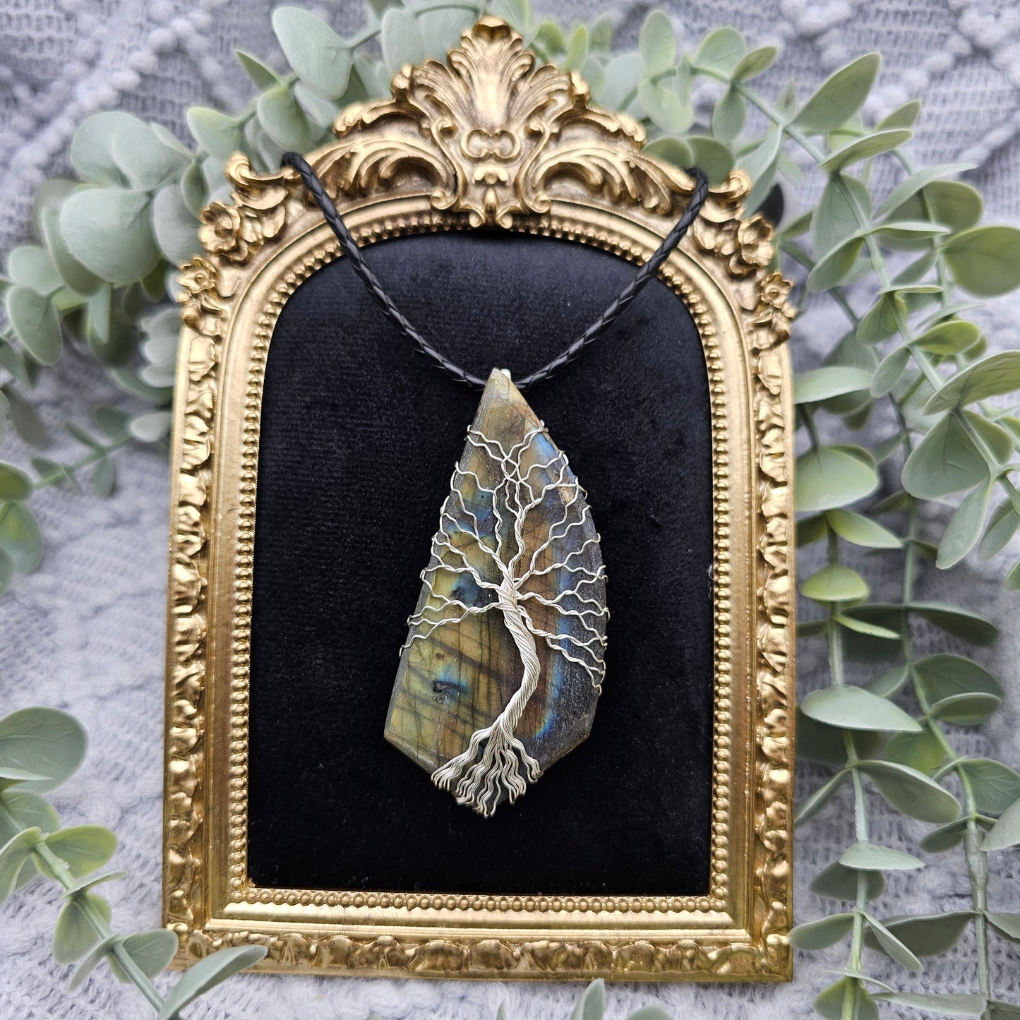 Labradorite Rough Slab Tree of Life Pendant | Jewelry Wire | Gemstone Necklace