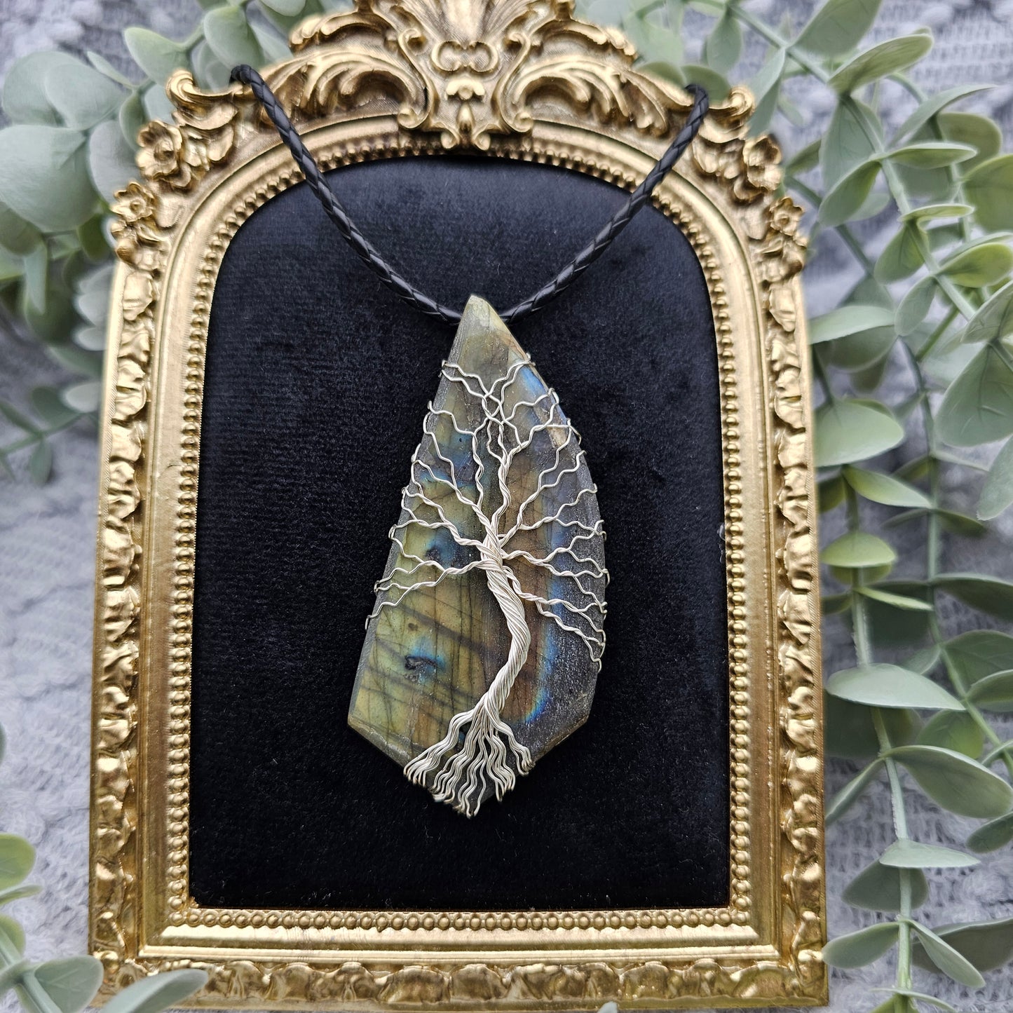 Labradorite Rough Slab Tree of Life Pendant | Jewelry Wire | Gemstone Necklace