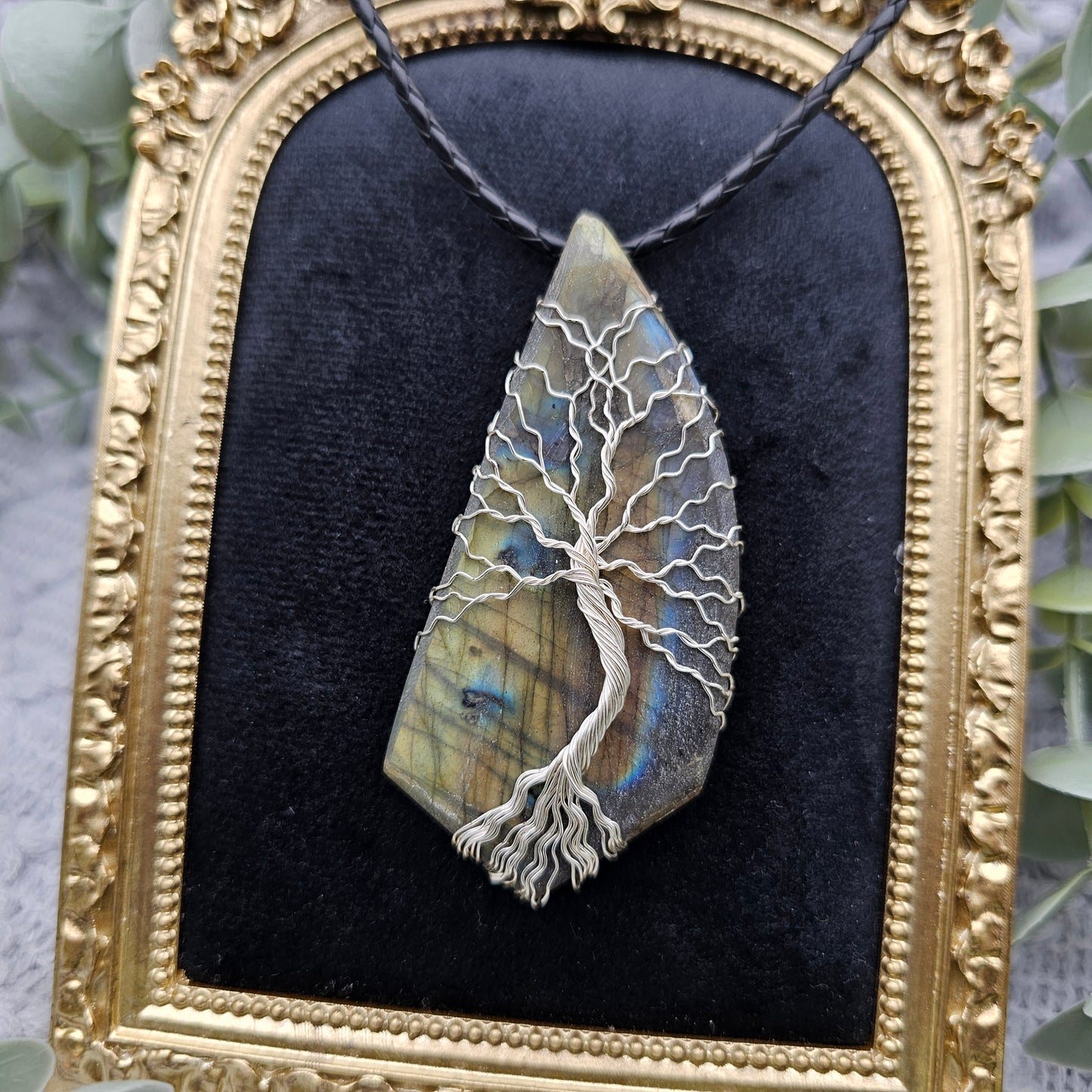 Labradorite Rough Slab Tree of Life Pendant | Jewelry Wire | Gemstone Necklace