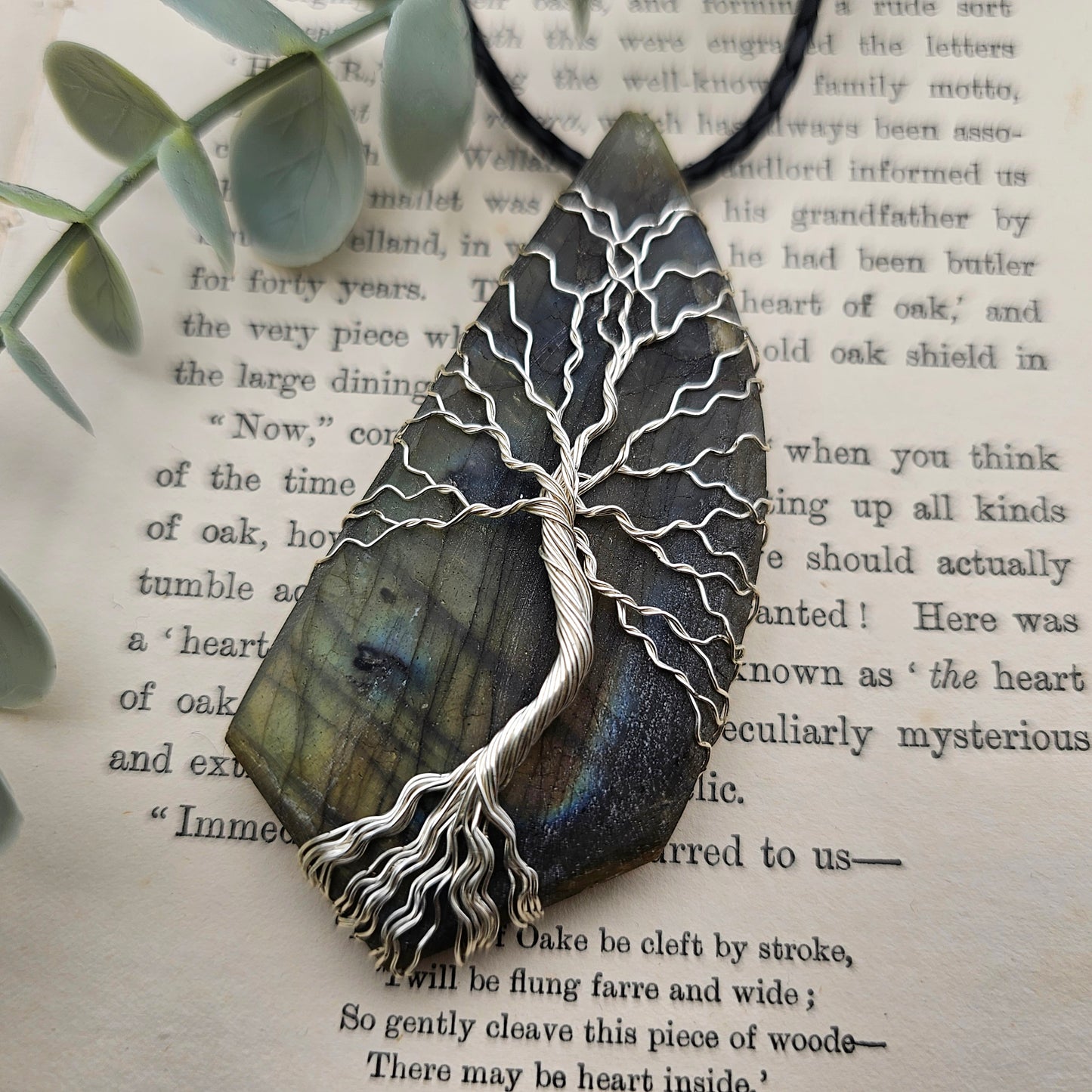 Labradorite Rough Slab Tree of Life Pendant | Jewelry Wire | Gemstone Necklace