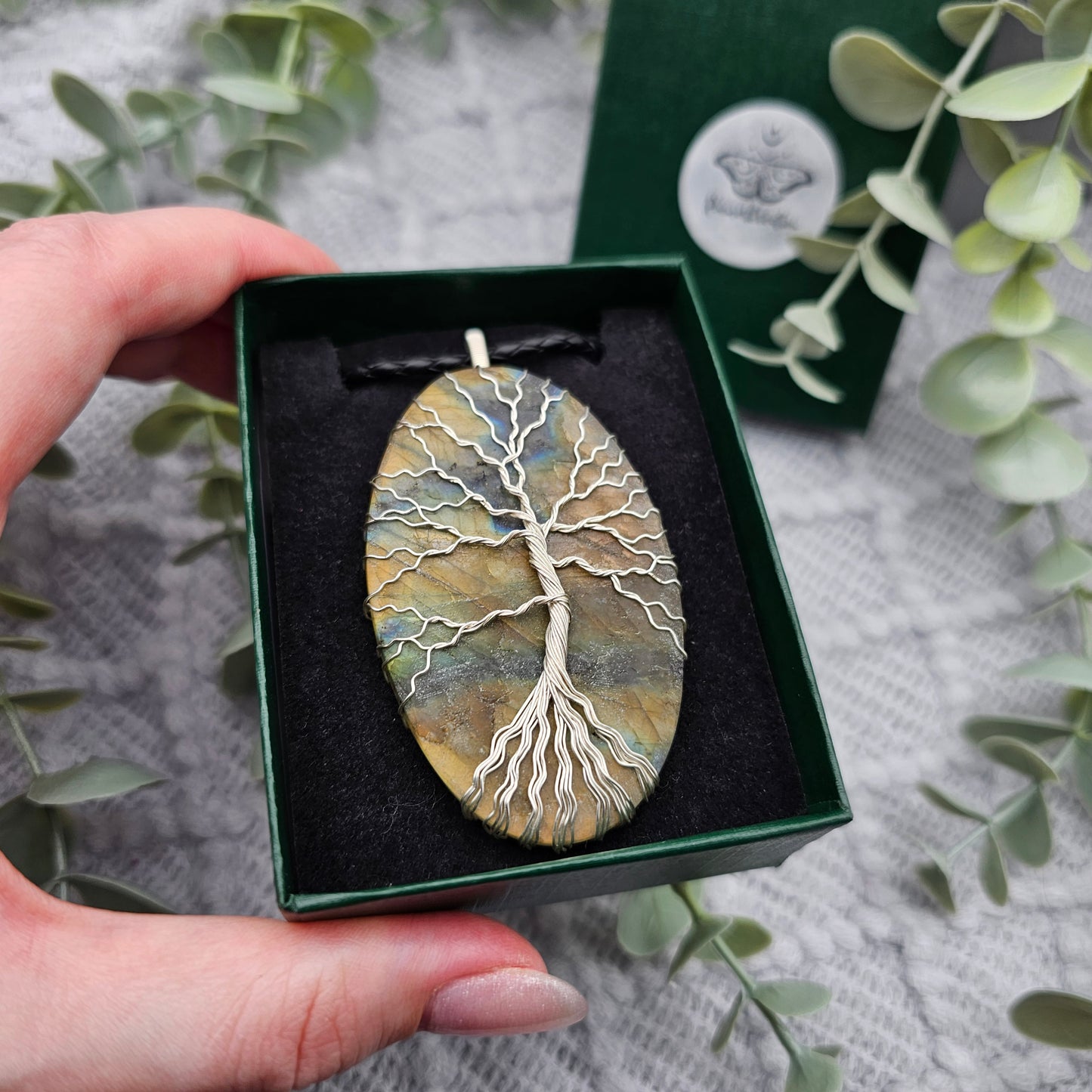 Raw Labradorite Slab Tree of Life Pendant | Jewelry Wire | Gemstone Necklace