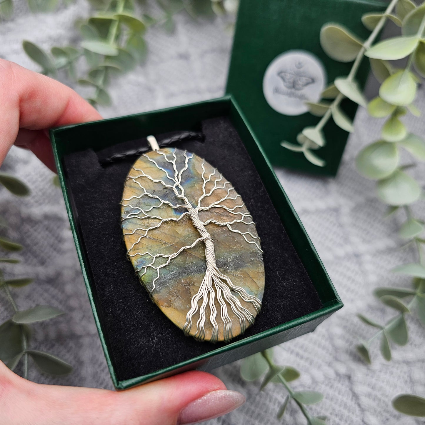 Raw Labradorite Slab Tree of Life Pendant | Jewelry Wire | Gemstone Necklace
