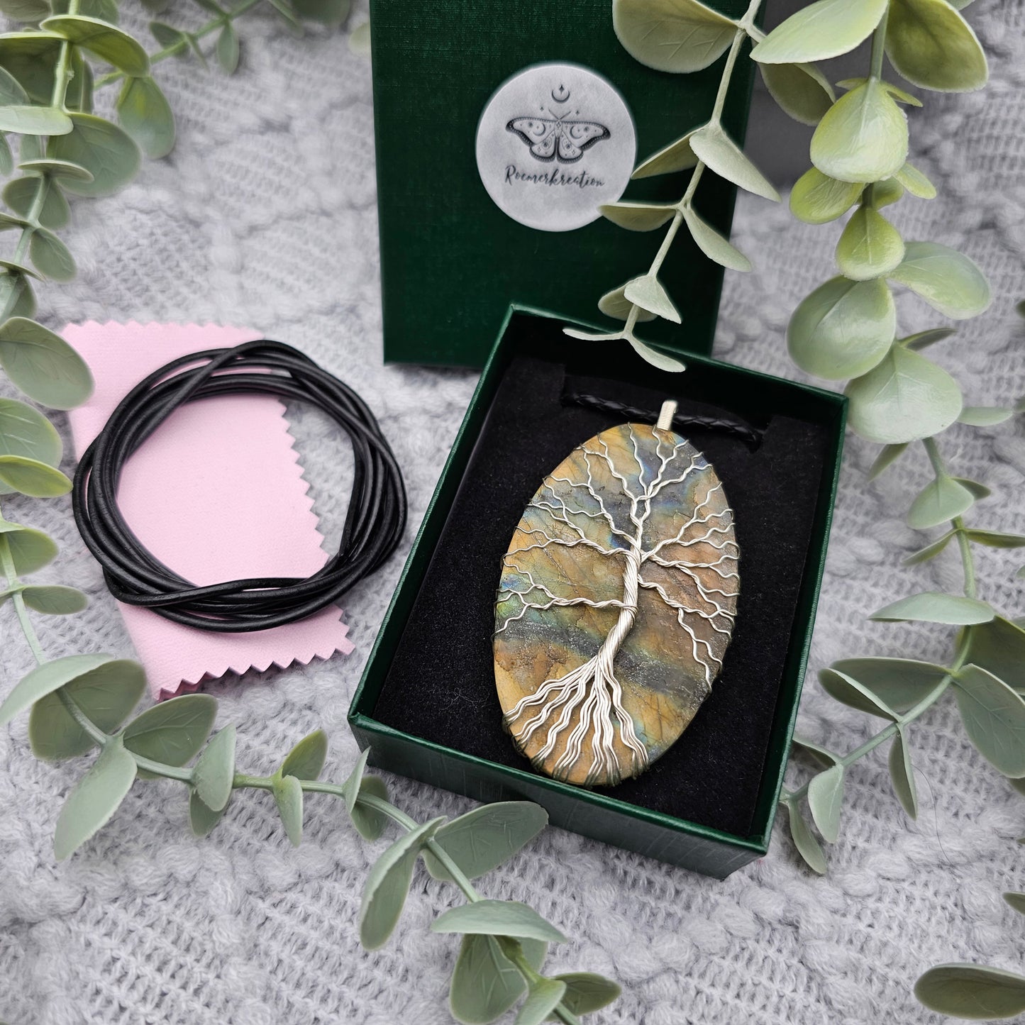Raw Labradorite Slab Tree of Life Pendant | Jewelry Wire | Gemstone Necklace
