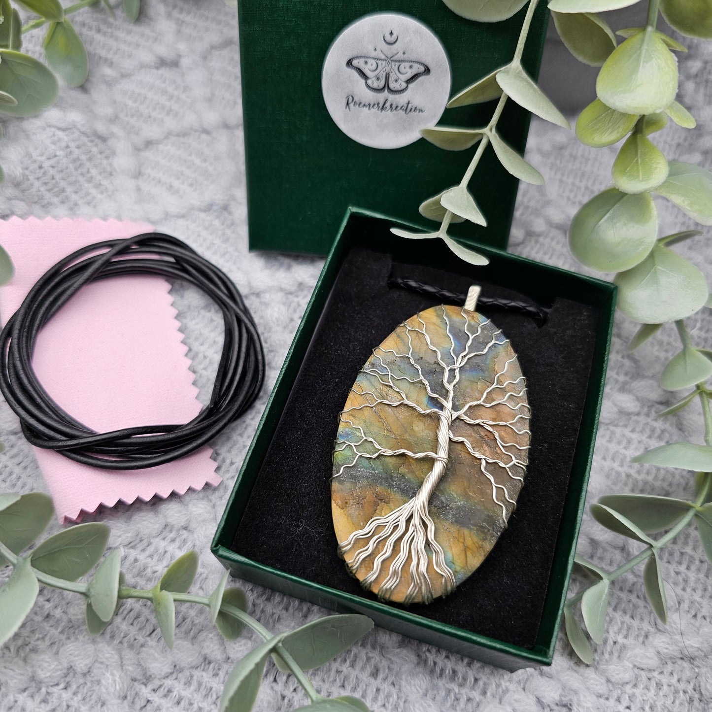 Raw Labradorite Slab Tree of Life Pendant | Jewelry Wire | Gemstone Necklace