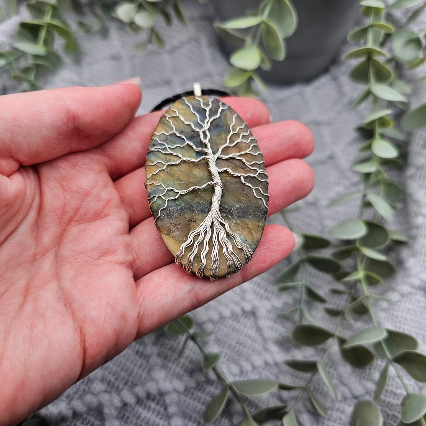 Raw Labradorite Slab Tree of Life Pendant | Jewelry Wire | Gemstone Necklace