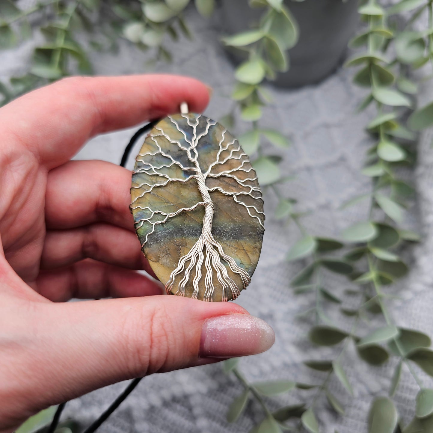 Raw Labradorite Slab Tree of Life Pendant | Jewelry Wire | Gemstone Necklace