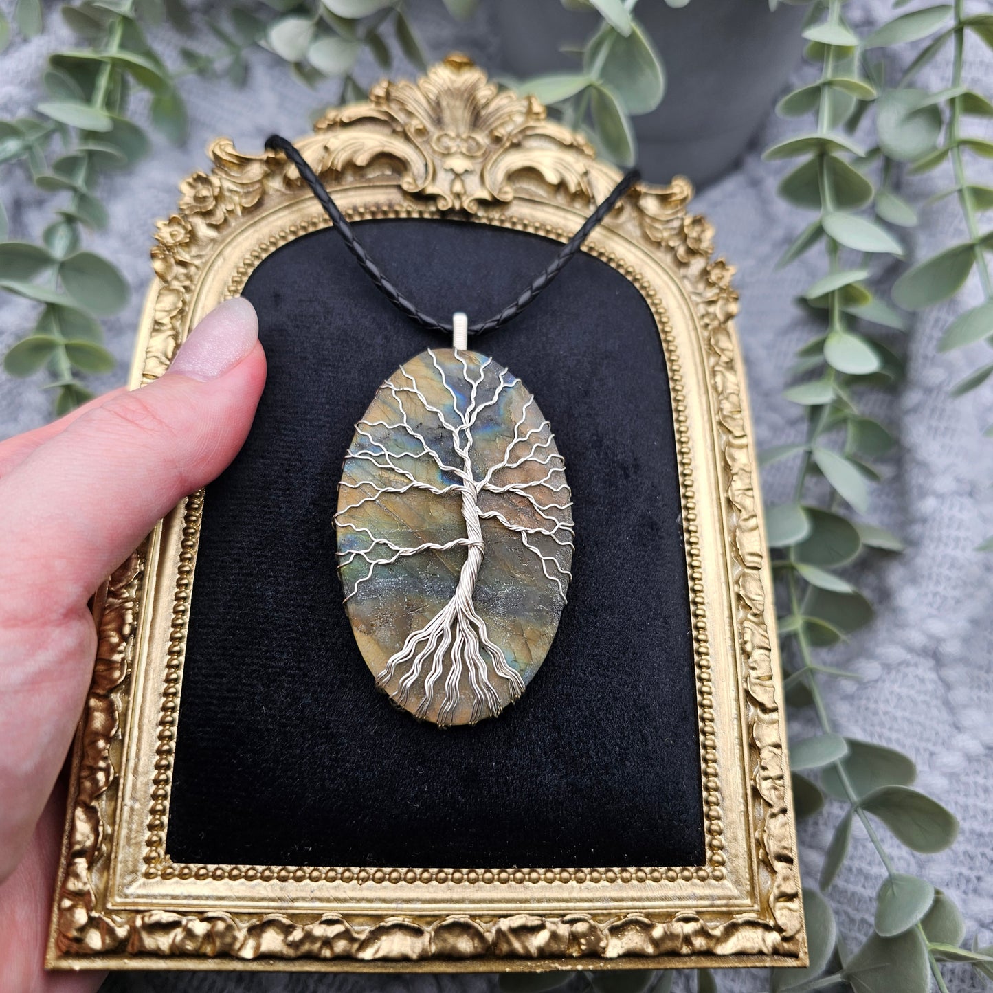 Raw Labradorite Slab Tree of Life Pendant | Jewelry Wire | Gemstone Necklace
