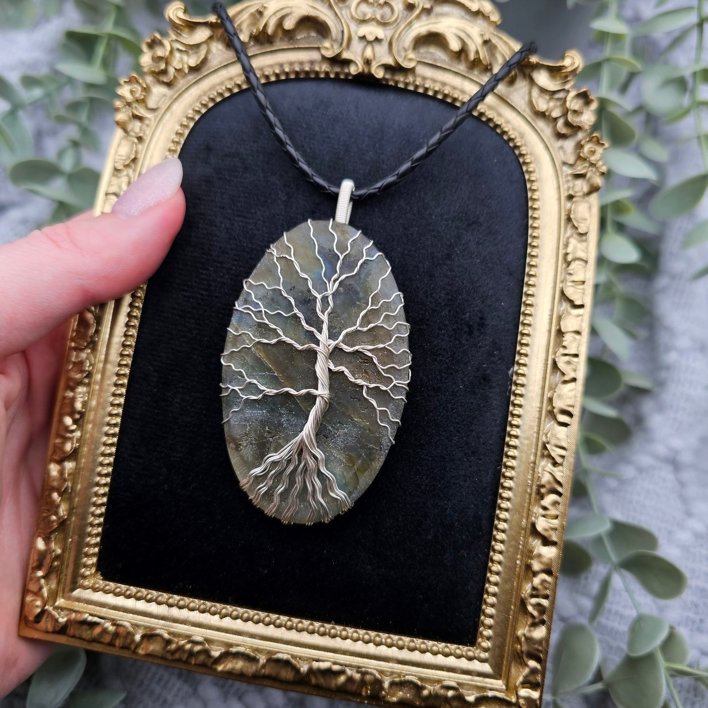 Raw Labradorite Slab Tree of Life Pendant | Jewelry Wire | Gemstone Necklace