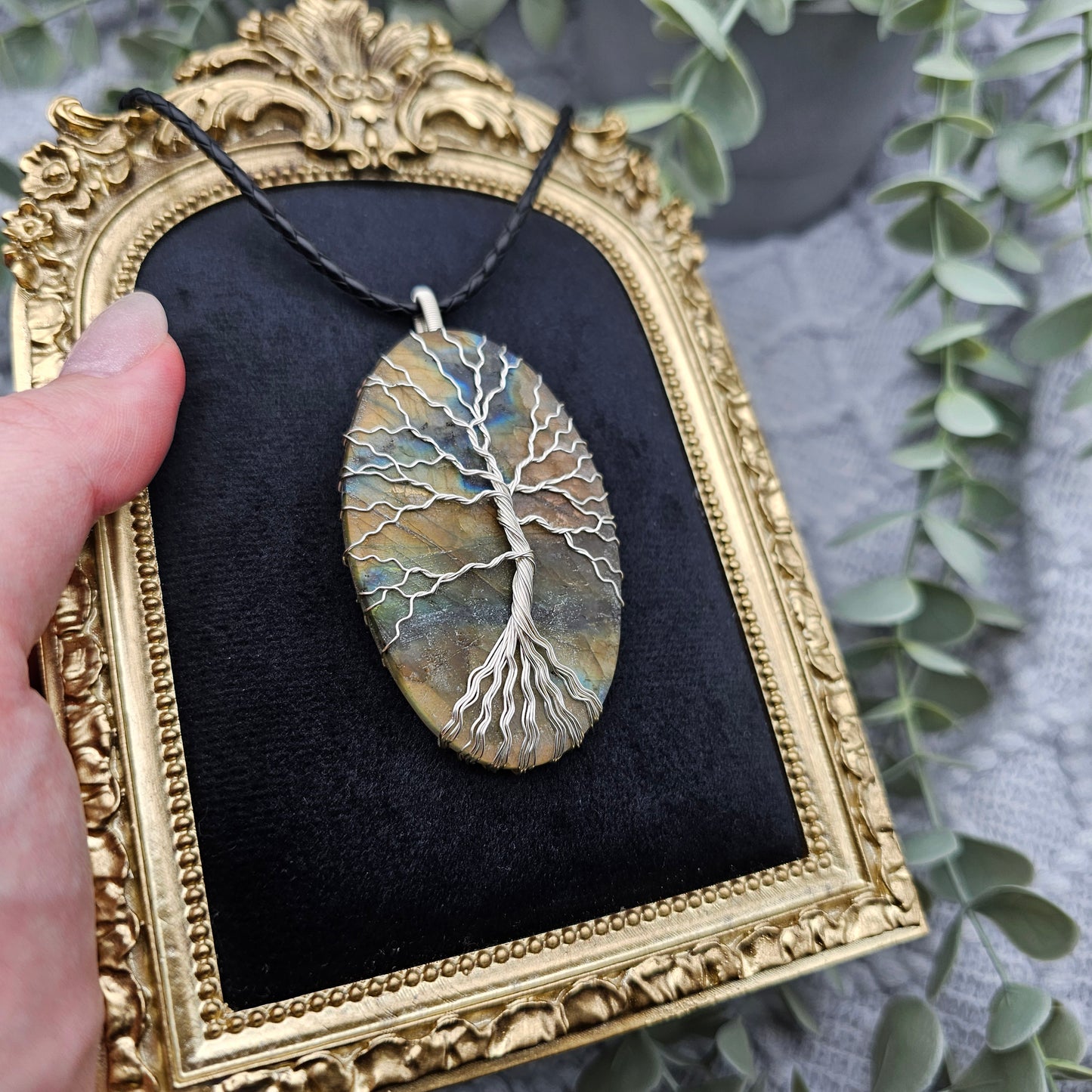 Raw Labradorite Slab Tree of Life Pendant | Jewelry Wire | Gemstone Necklace