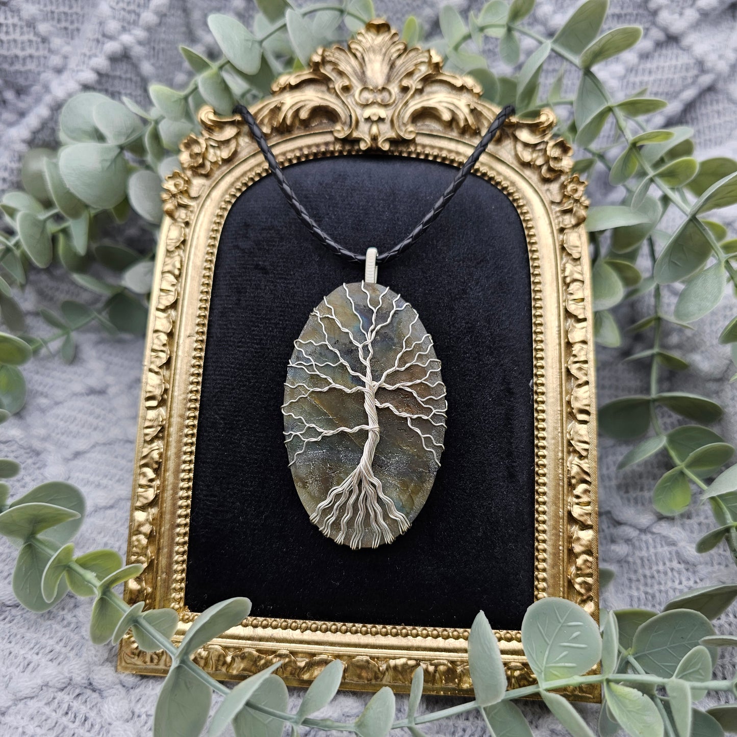 Raw Labradorite Slab Tree of Life Pendant | Jewelry Wire | Gemstone Necklace