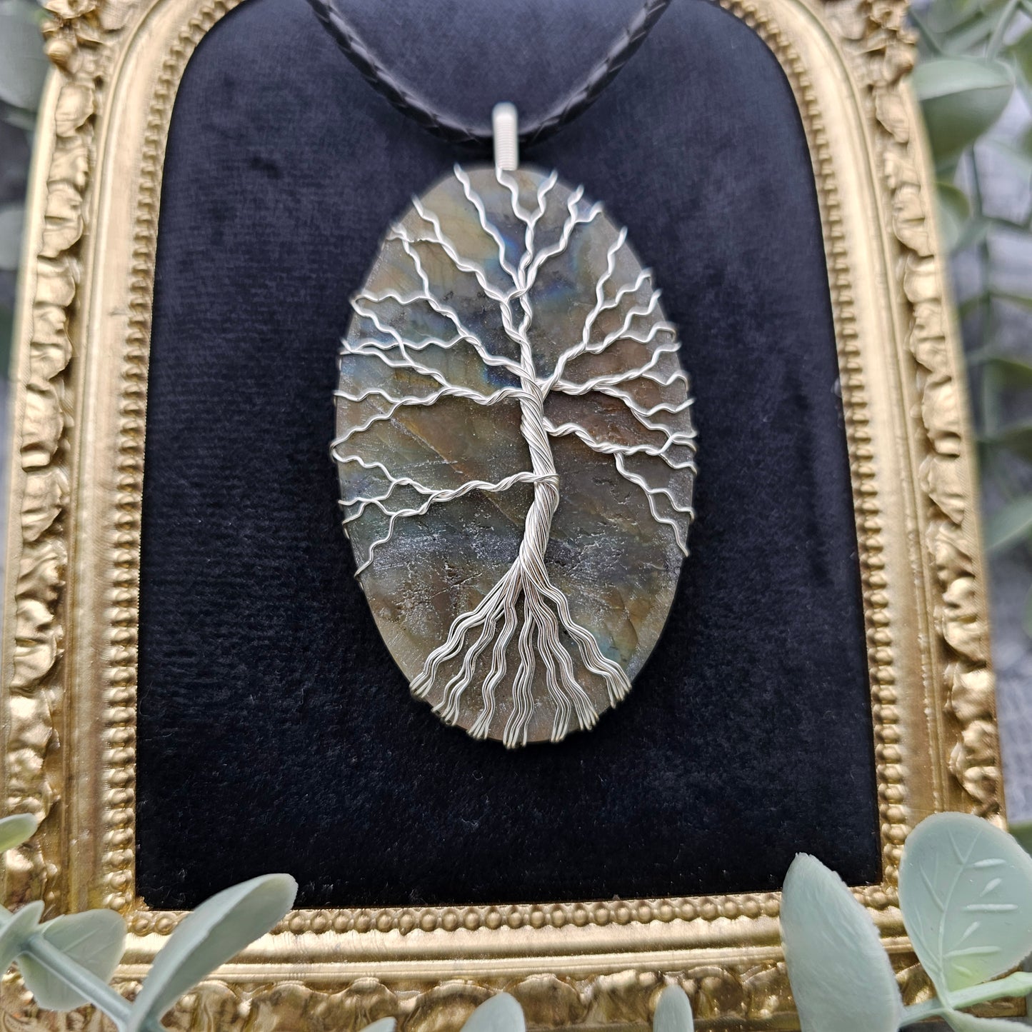 Raw Labradorite Slab Tree of Life Pendant | Jewelry Wire | Gemstone Necklace