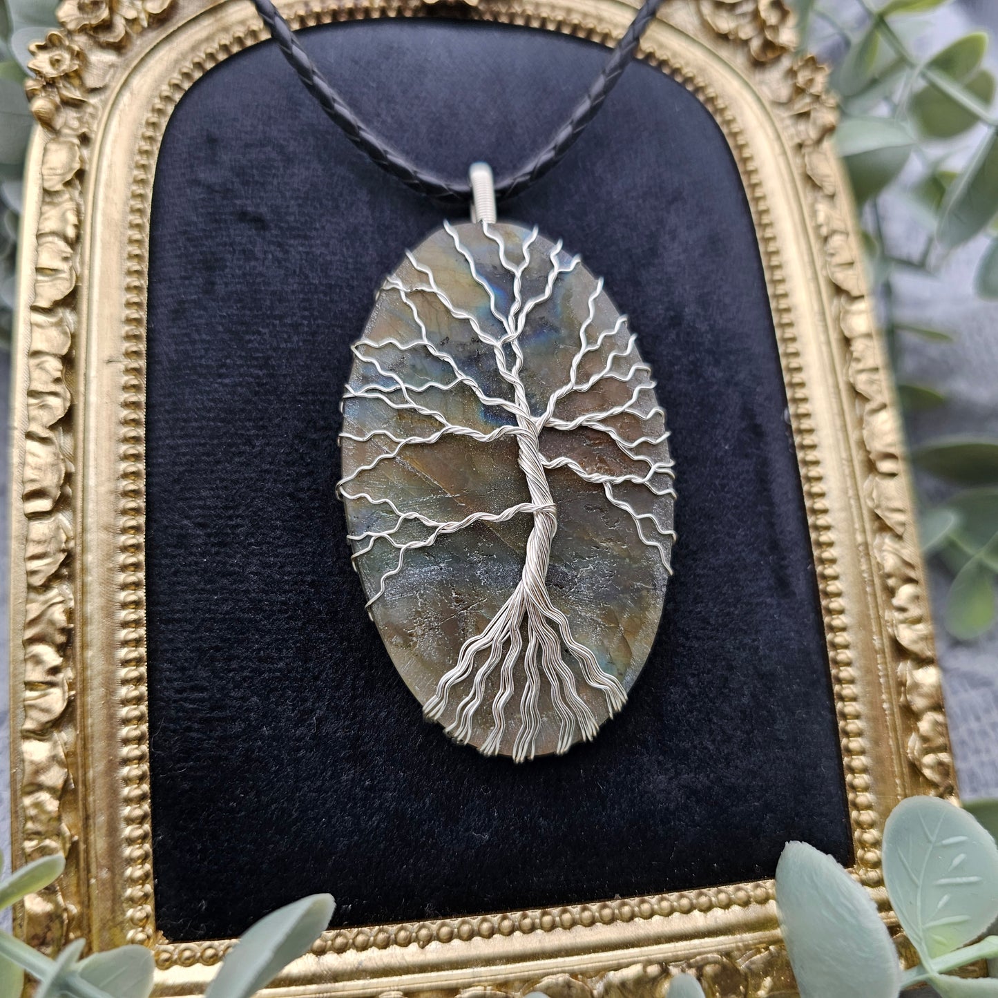 Raw Labradorite Slab Tree of Life Pendant | Jewelry Wire | Gemstone Necklace