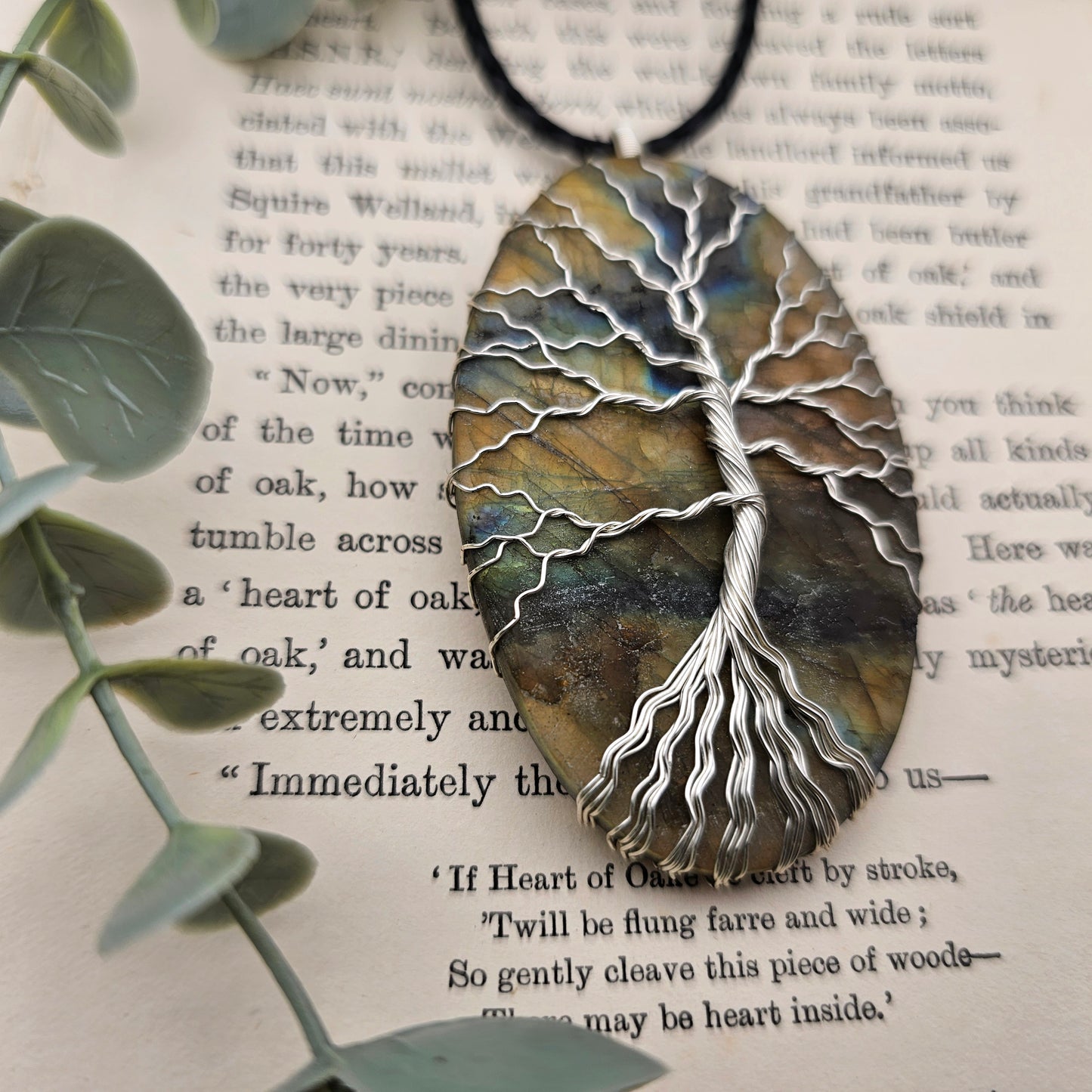 Raw Labradorite Slab Tree of Life Pendant | Jewelry Wire | Gemstone Necklace