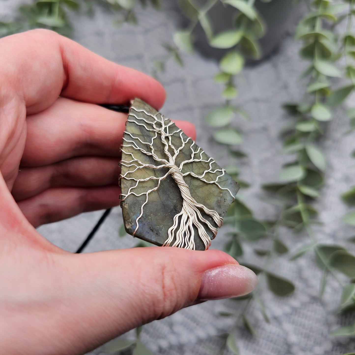 Labradorite Raw Slab Tree of Life Pendant | Jewelry Wire | Gemstone Necklace