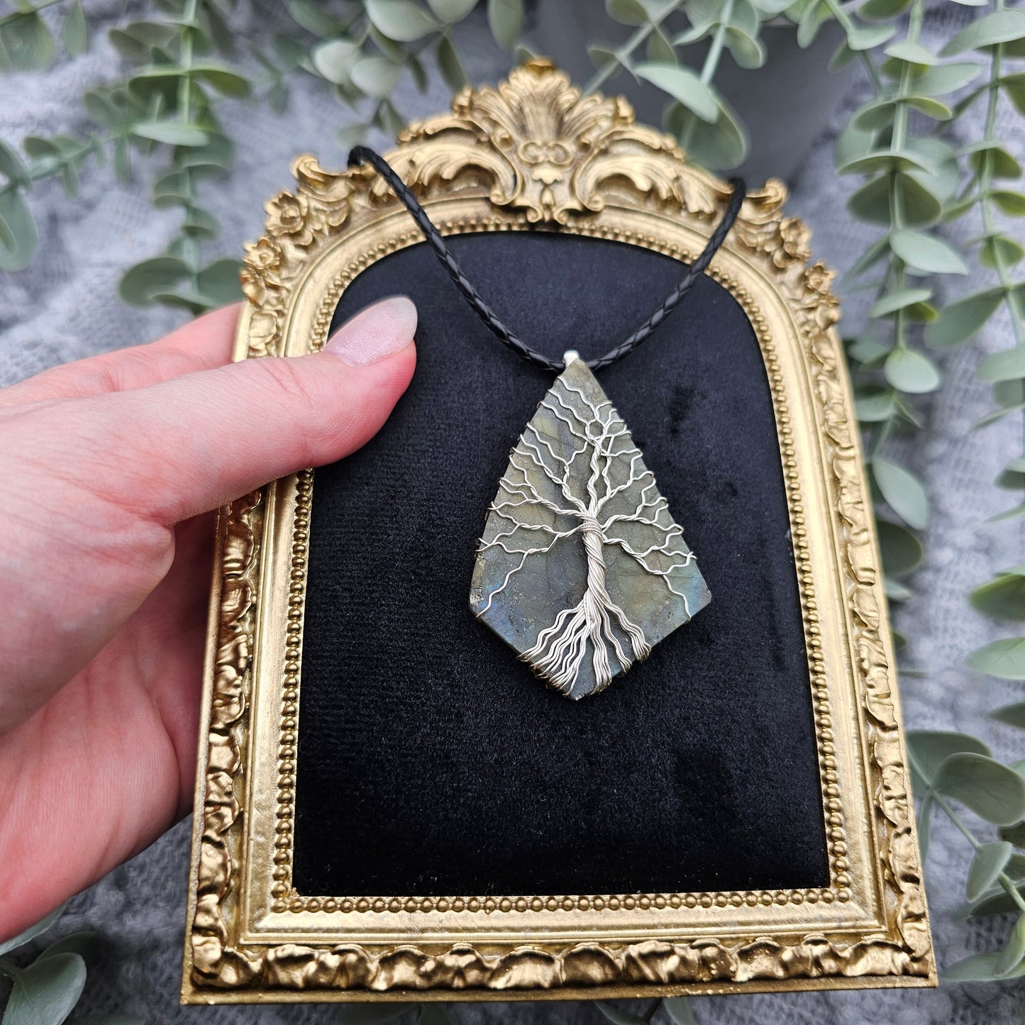 Labradorite Raw Slab Tree of Life Pendant | Jewelry Wire | Gemstone Necklace