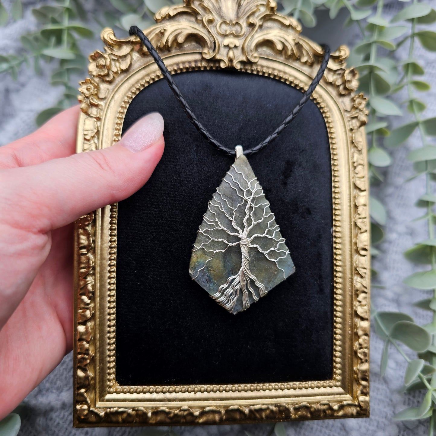 Labradorite Raw Slab Tree of Life Pendant | Jewelry Wire | Gemstone Necklace