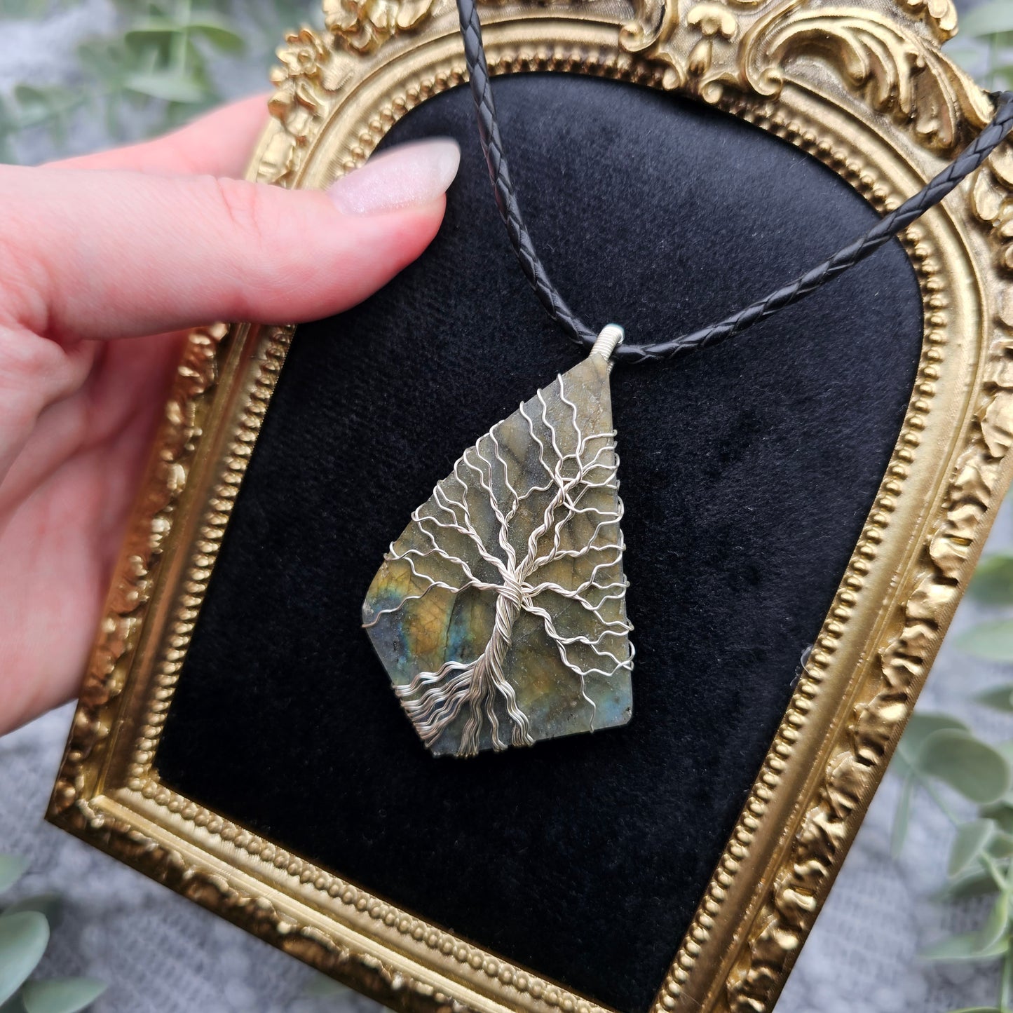 Labradorite Raw Slab Tree of Life Pendant | Jewelry Wire | Gemstone Necklace