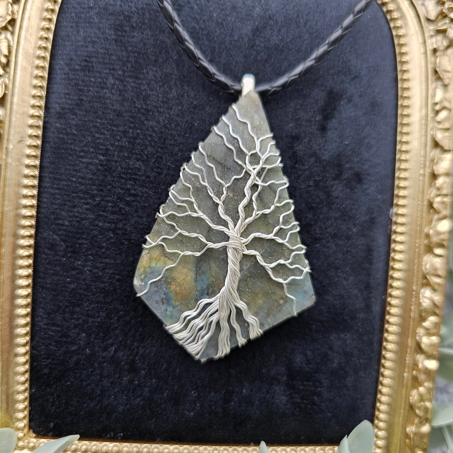 Labradorite Raw Slab Tree of Life Pendant | Jewelry Wire | Gemstone Necklace
