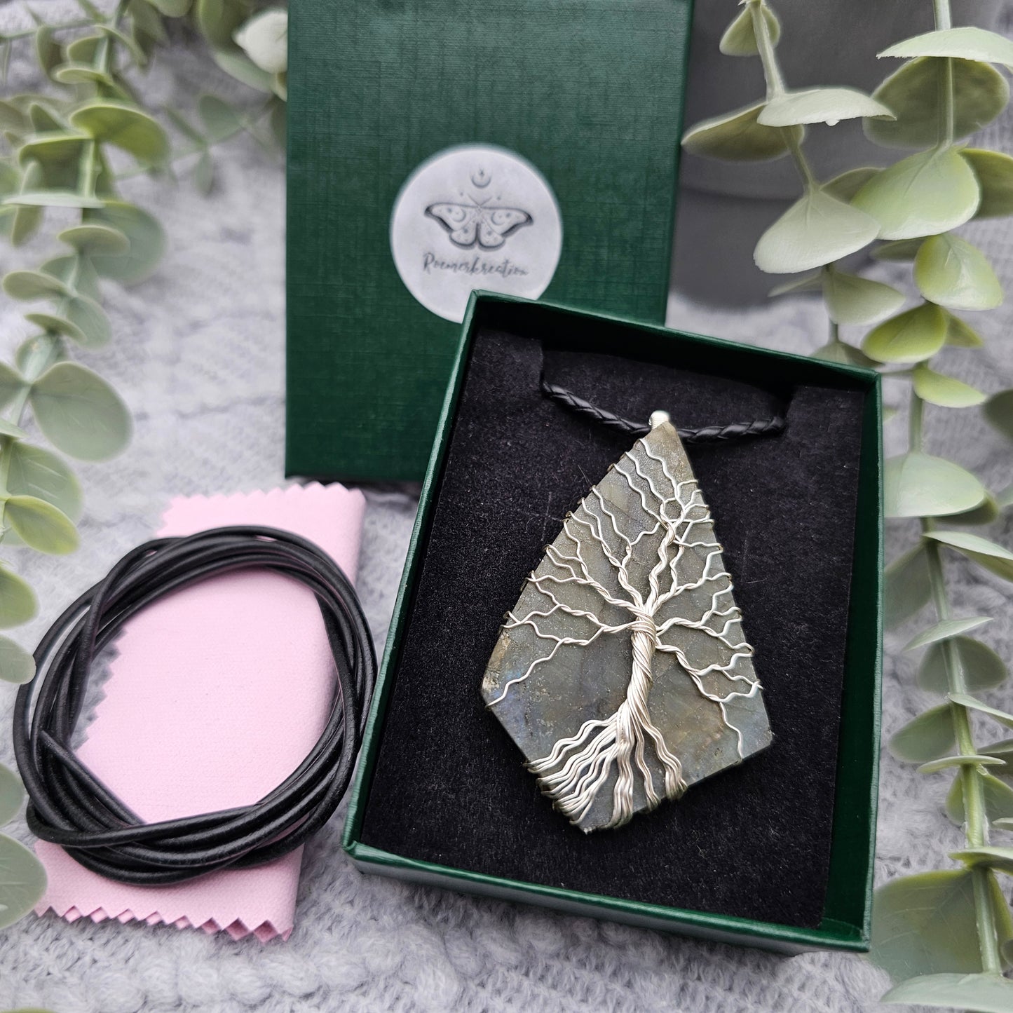 Labradorite Raw Slab Tree of Life Pendant | Jewelry Wire | Gemstone Necklace
