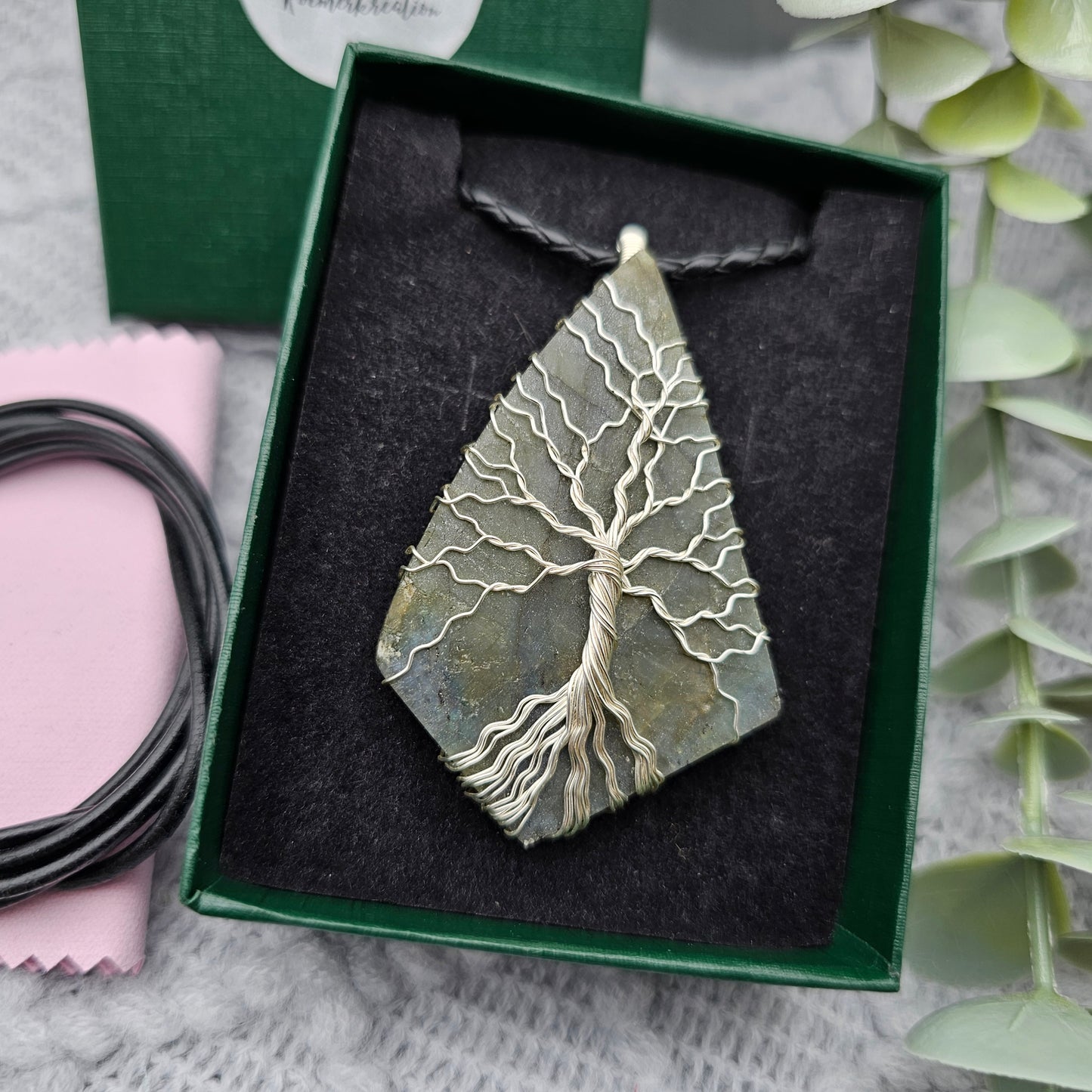 Labradorite Raw Slab Tree of Life Pendant | Jewelry Wire | Gemstone Necklace