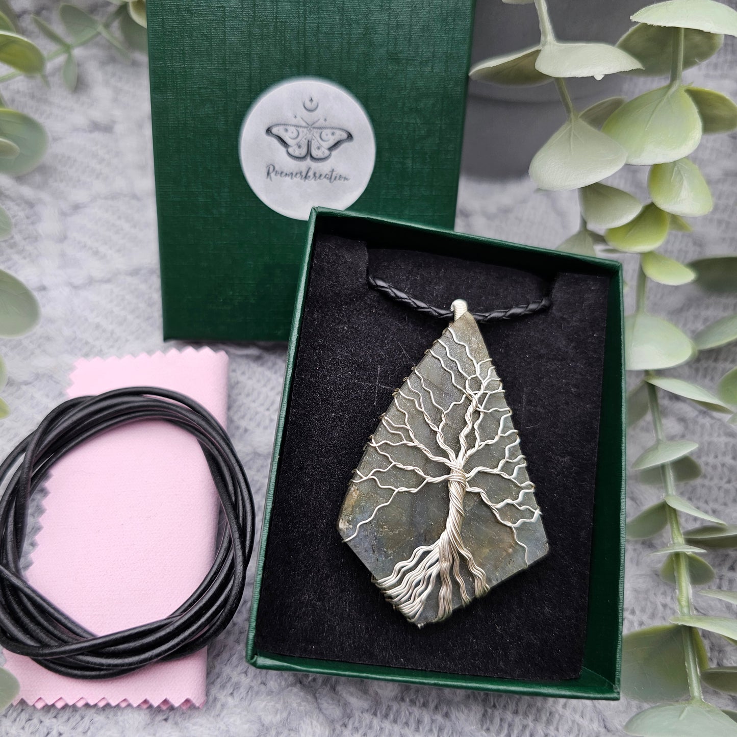 Labradorite Raw Slab Tree of Life Pendant | Jewelry Wire | Gemstone Necklace