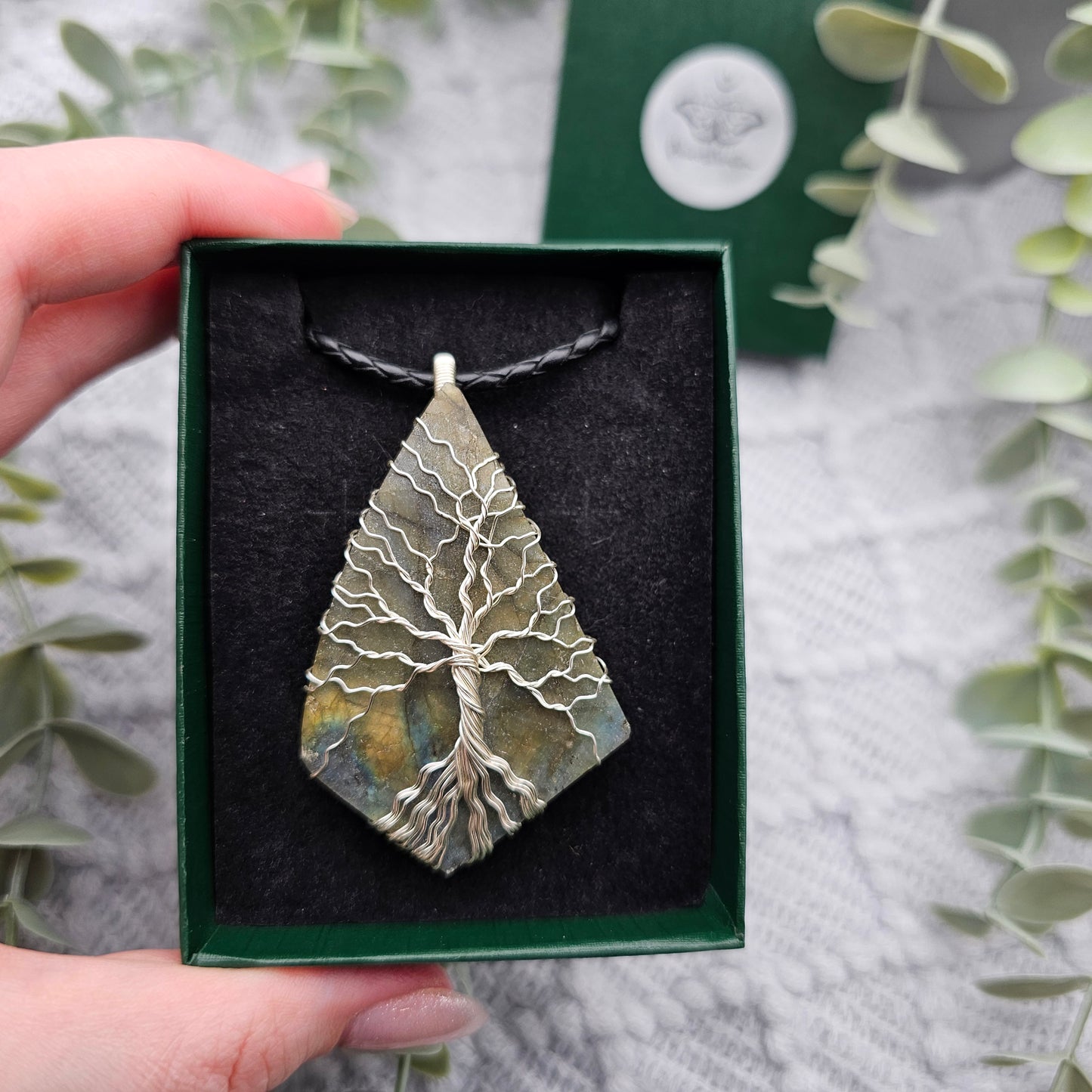 Labradorite Raw Slab Tree of Life Pendant | Jewelry Wire | Gemstone Necklace