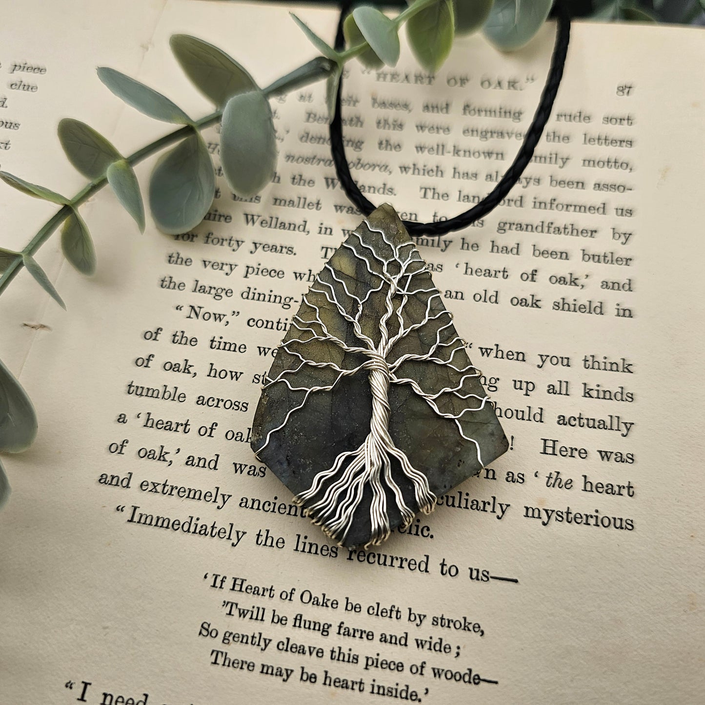 Labradorite Raw Slab Tree of Life Pendant | Jewelry Wire | Gemstone Necklace