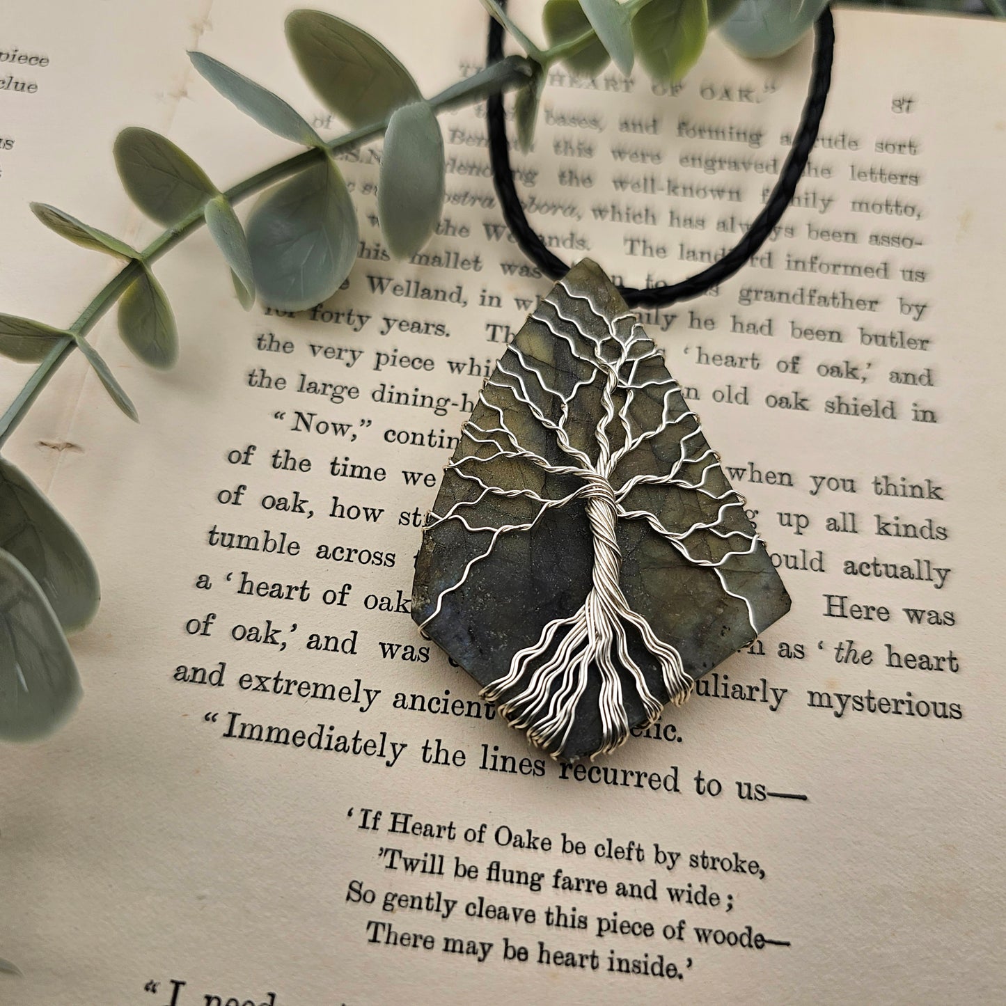 Labradorite Raw Slab Tree of Life Pendant | Jewelry Wire | Gemstone Necklace