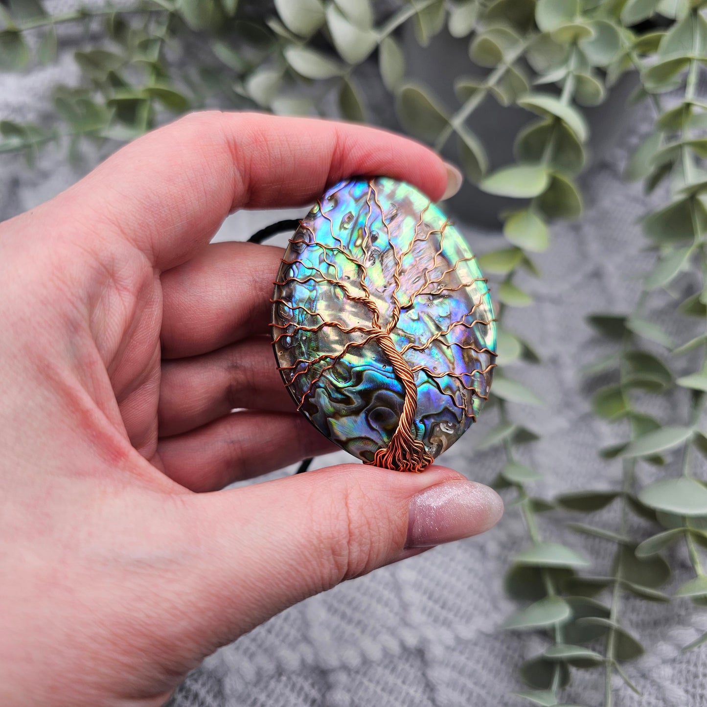 Abalone Lebensbaum Anhänger | Schmuckdraht | Edelstein Halskette