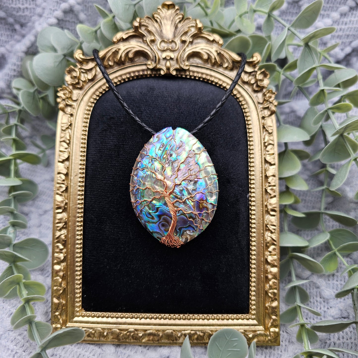 Abalone Lebensbaum Anhänger | Schmuckdraht | Edelstein Halskette