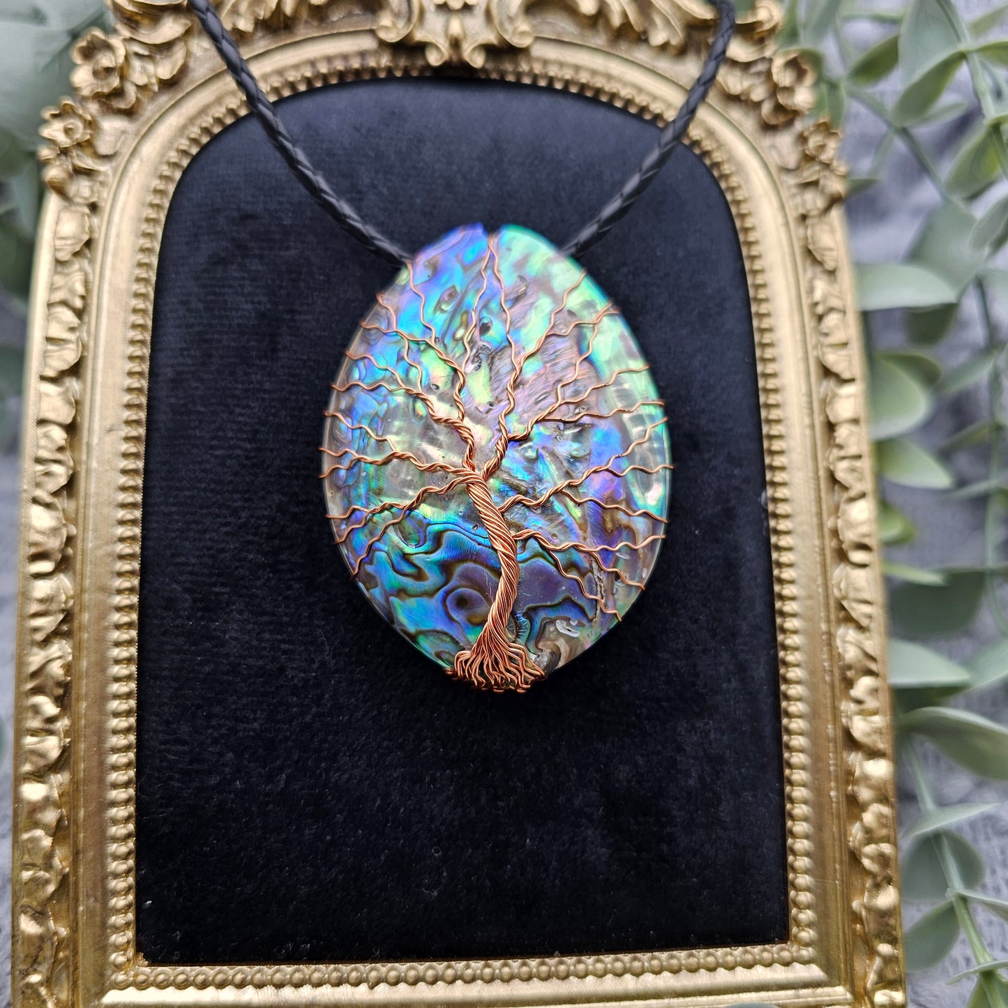 Abalone Lebensbaum Anhänger | Schmuckdraht | Edelstein Halskette