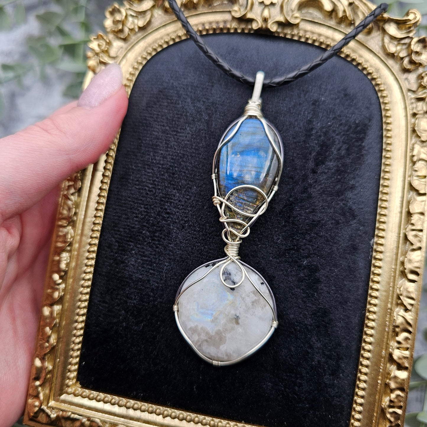 Labradorite & Rainbow Moonstone Pendant | Jewelry Wire | Gemstone Necklace