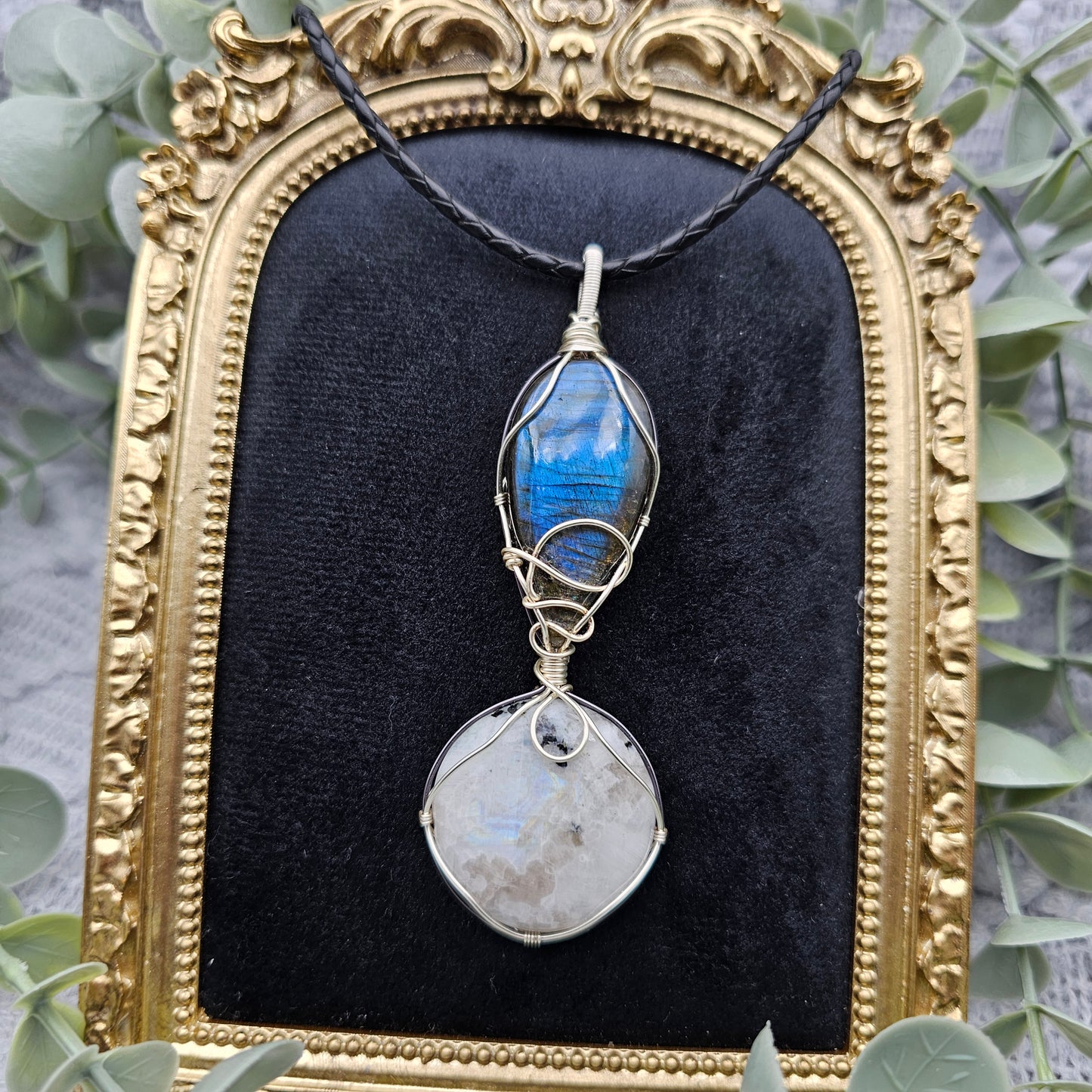 Labradorite & Rainbow Moonstone Pendant | Jewelry Wire | Gemstone Necklace