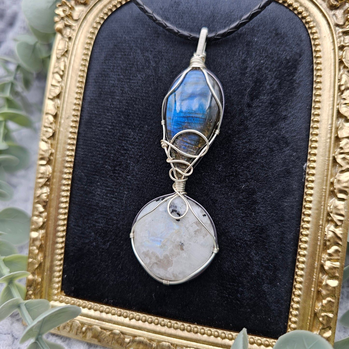 Labradorite & Rainbow Moonstone Pendant | Jewelry Wire | Gemstone Necklace