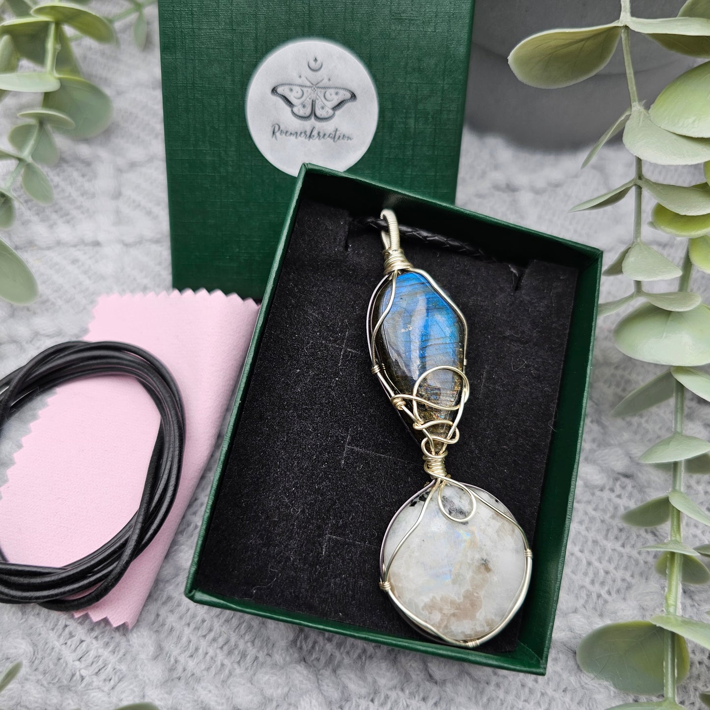 Labradorite & Rainbow Moonstone Pendant | Jewelry Wire | Gemstone Necklace