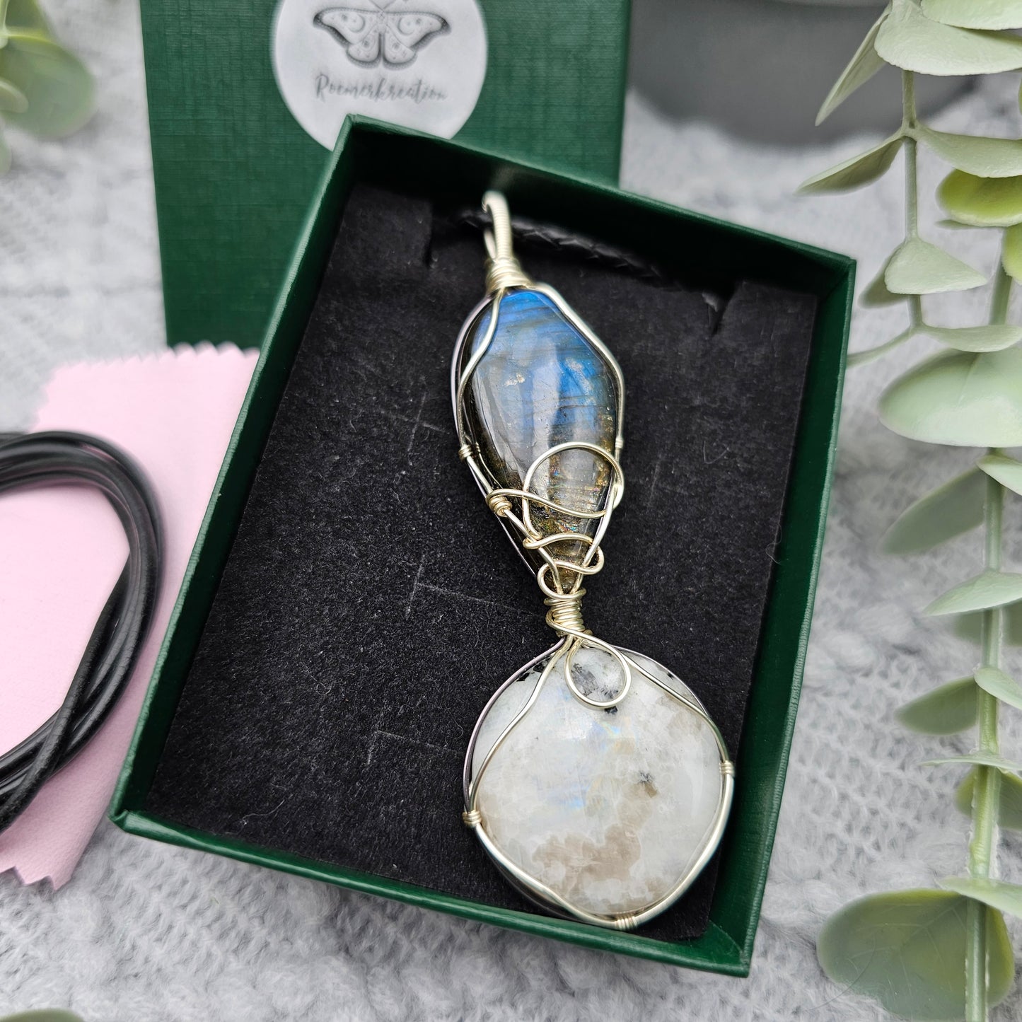 Labradorite & Rainbow Moonstone Pendant | Jewelry Wire | Gemstone Necklace