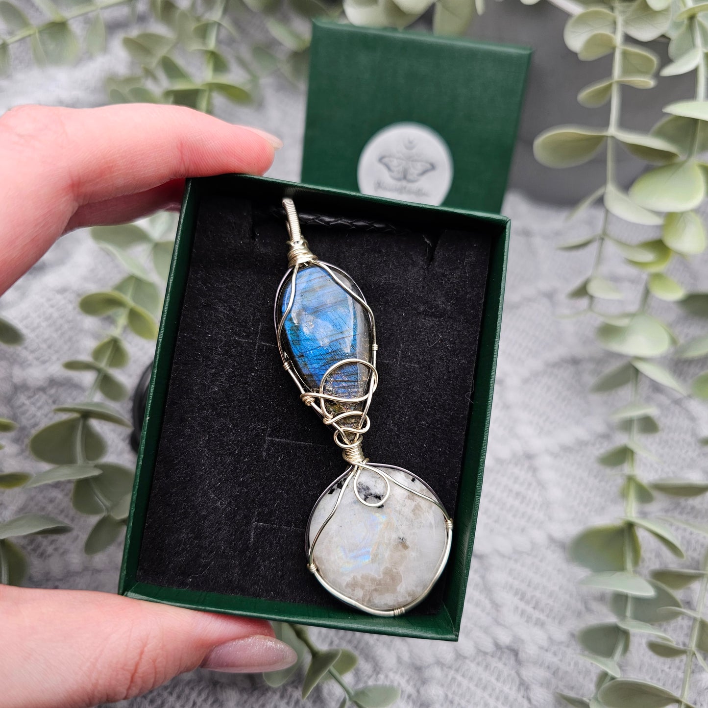 Labradorite & Rainbow Moonstone Pendant | Jewelry Wire | Gemstone Necklace