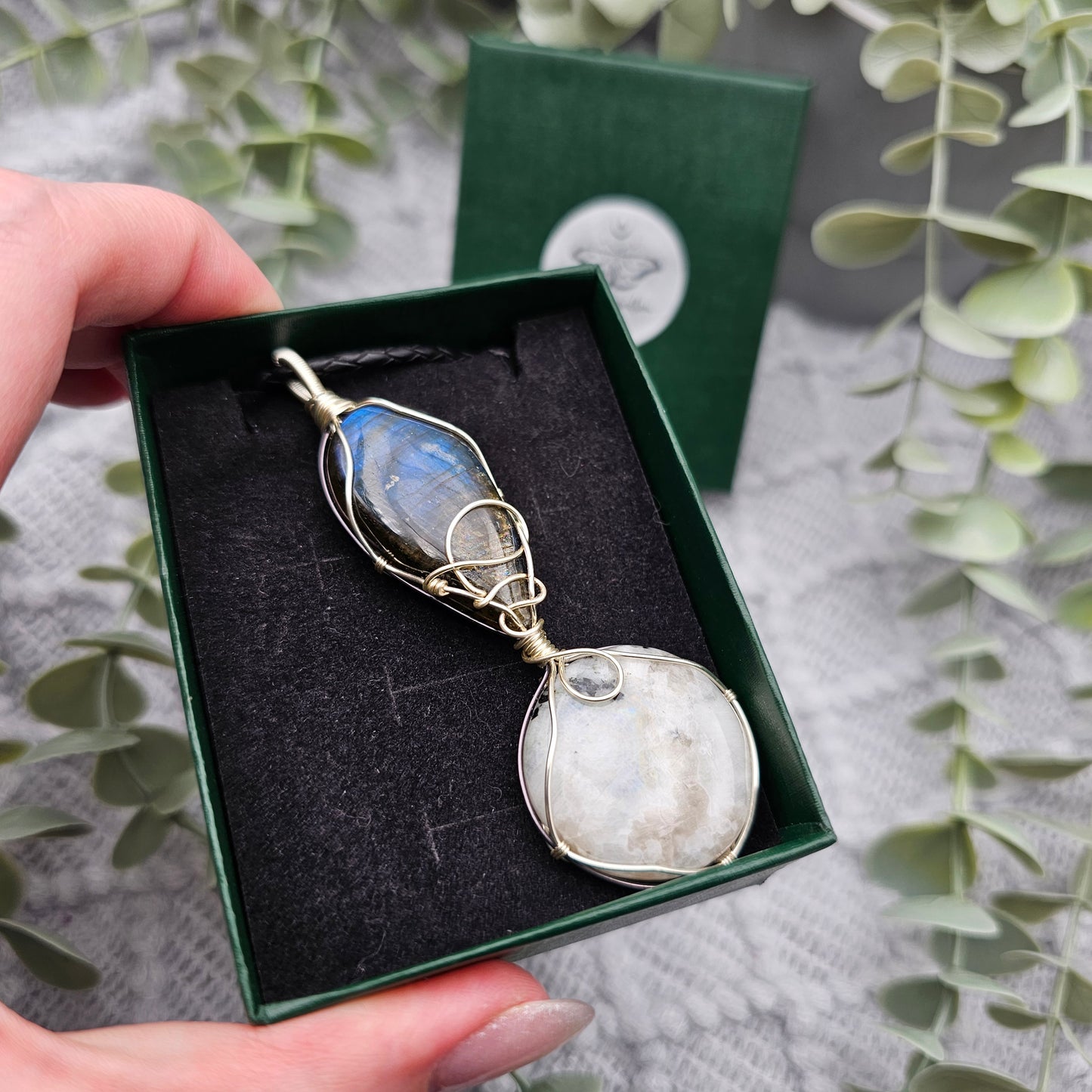 Labradorite & Rainbow Moonstone Pendant | Jewelry Wire | Gemstone Necklace