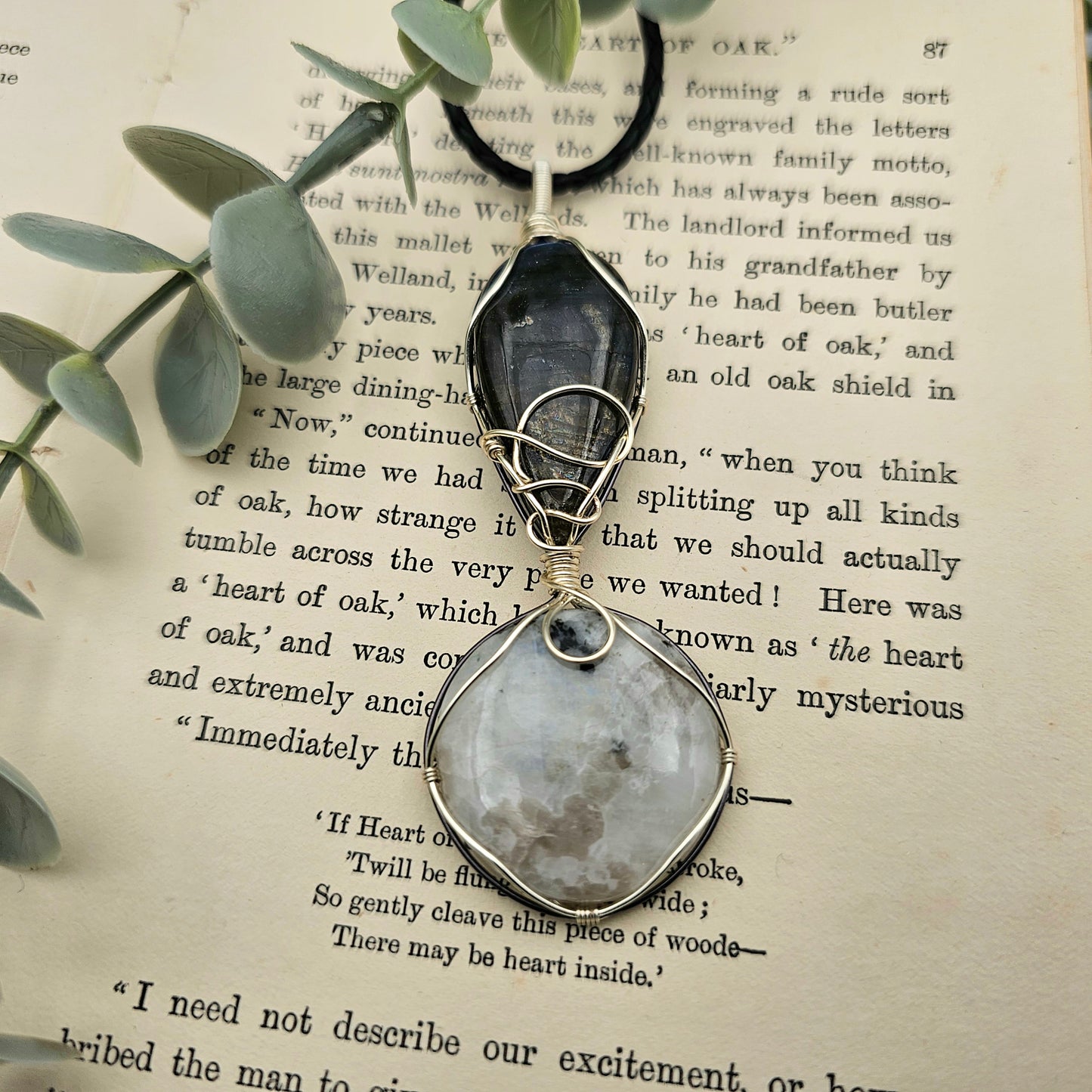 Labradorite & Rainbow Moonstone Pendant | Jewelry Wire | Gemstone Necklace