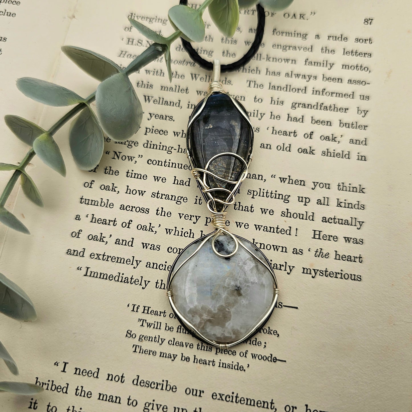 Labradorite & Rainbow Moonstone Pendant | Jewelry Wire | Gemstone Necklace