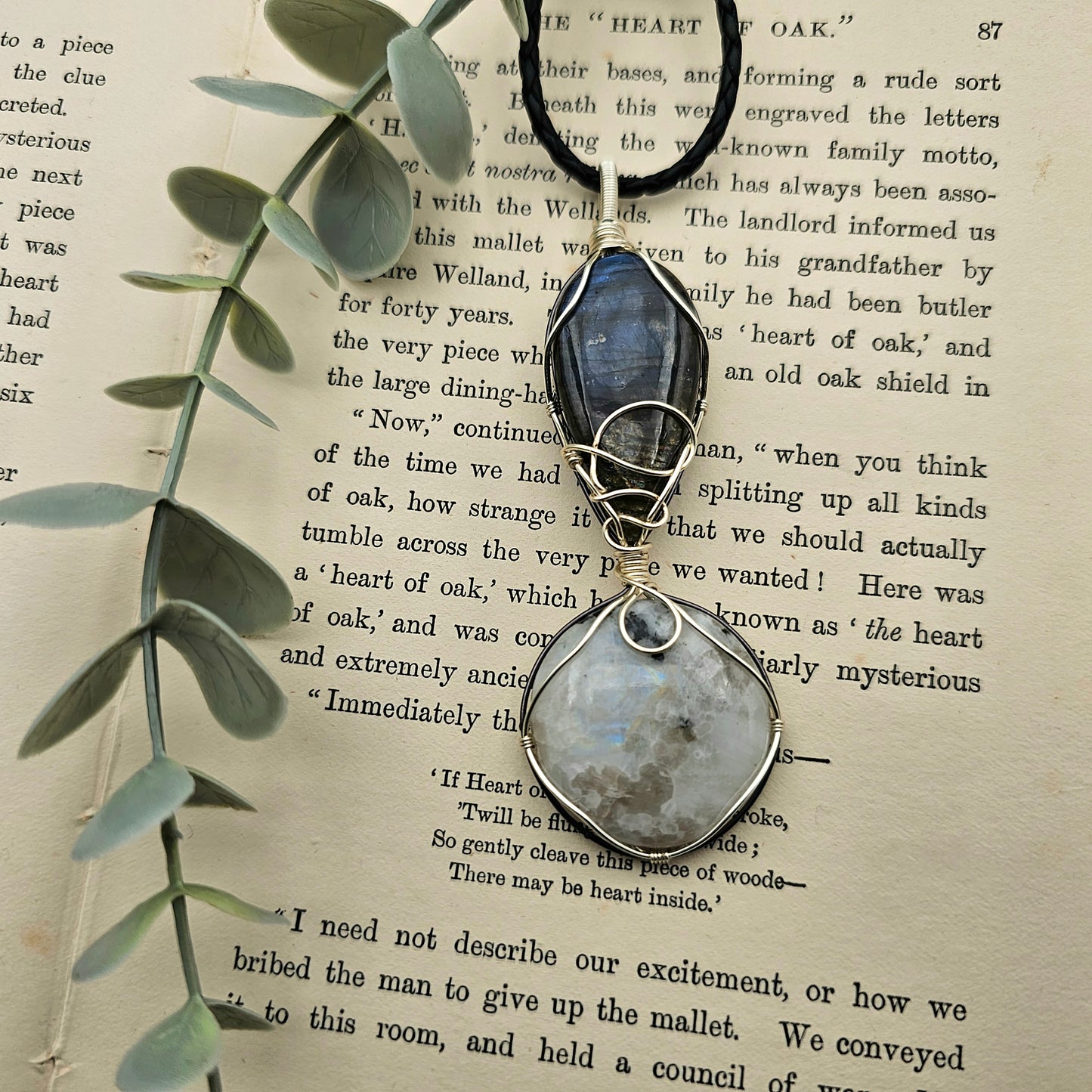 Labradorite & Rainbow Moonstone Pendant | Jewelry Wire | Gemstone Necklace