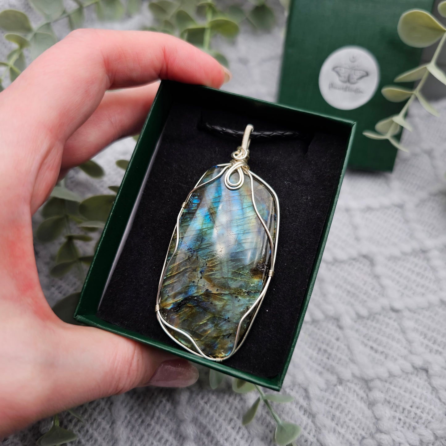 Labradorit Anhänger | Schmuckdraht | Edelstein Halskette