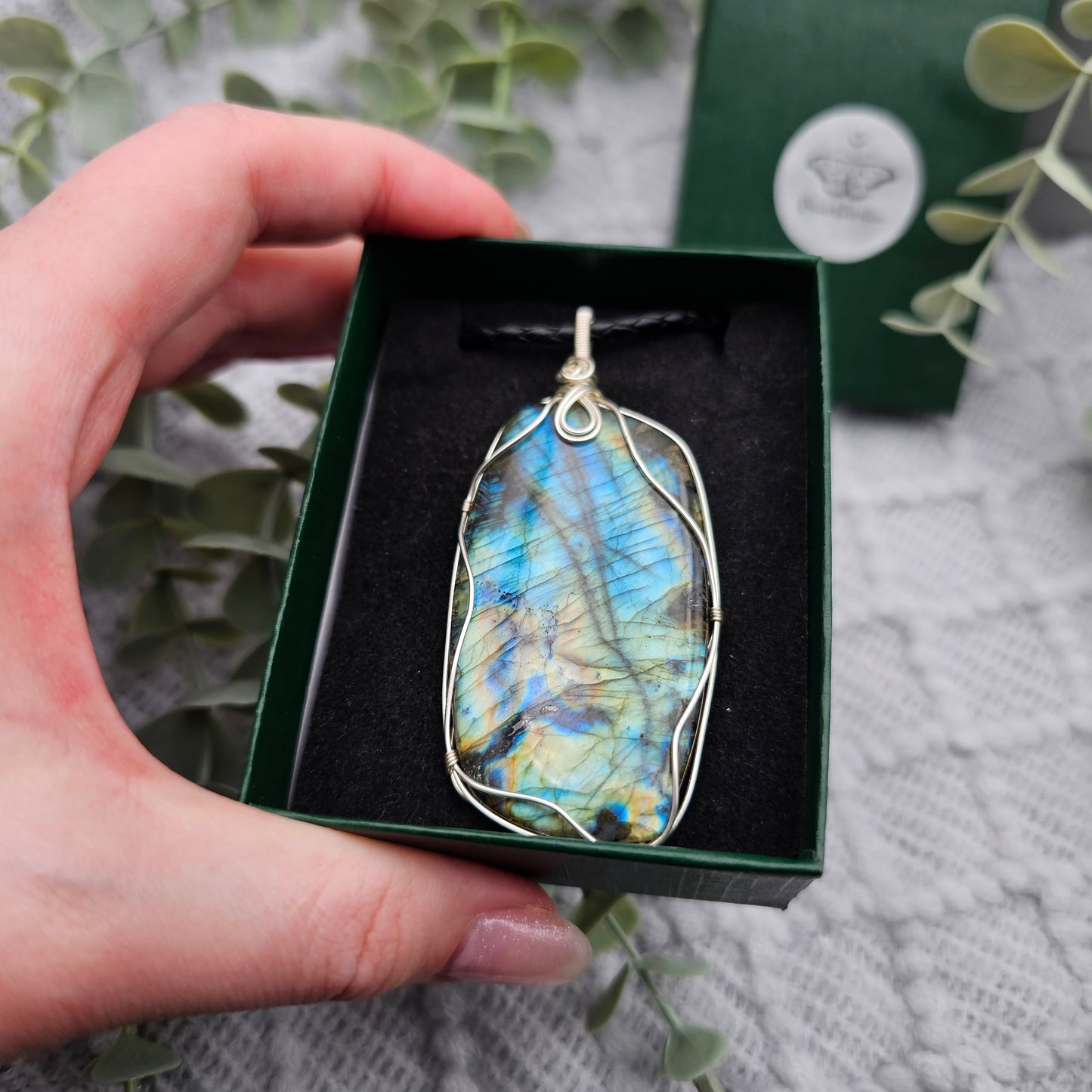 Labradorit Anhänger | Schmuckdraht | Edelstein Halskette