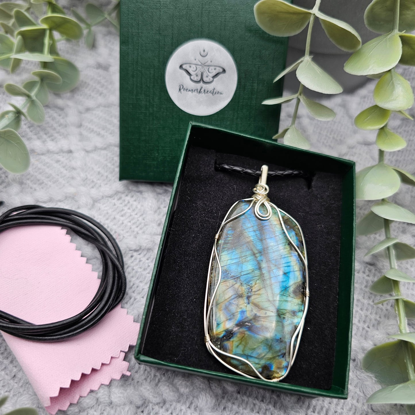 Labradorit Anhänger | Schmuckdraht | Edelstein Halskette