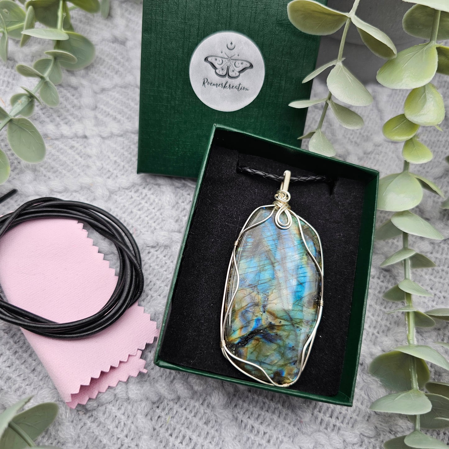 Labradorit Anhänger | Schmuckdraht | Edelstein Halskette