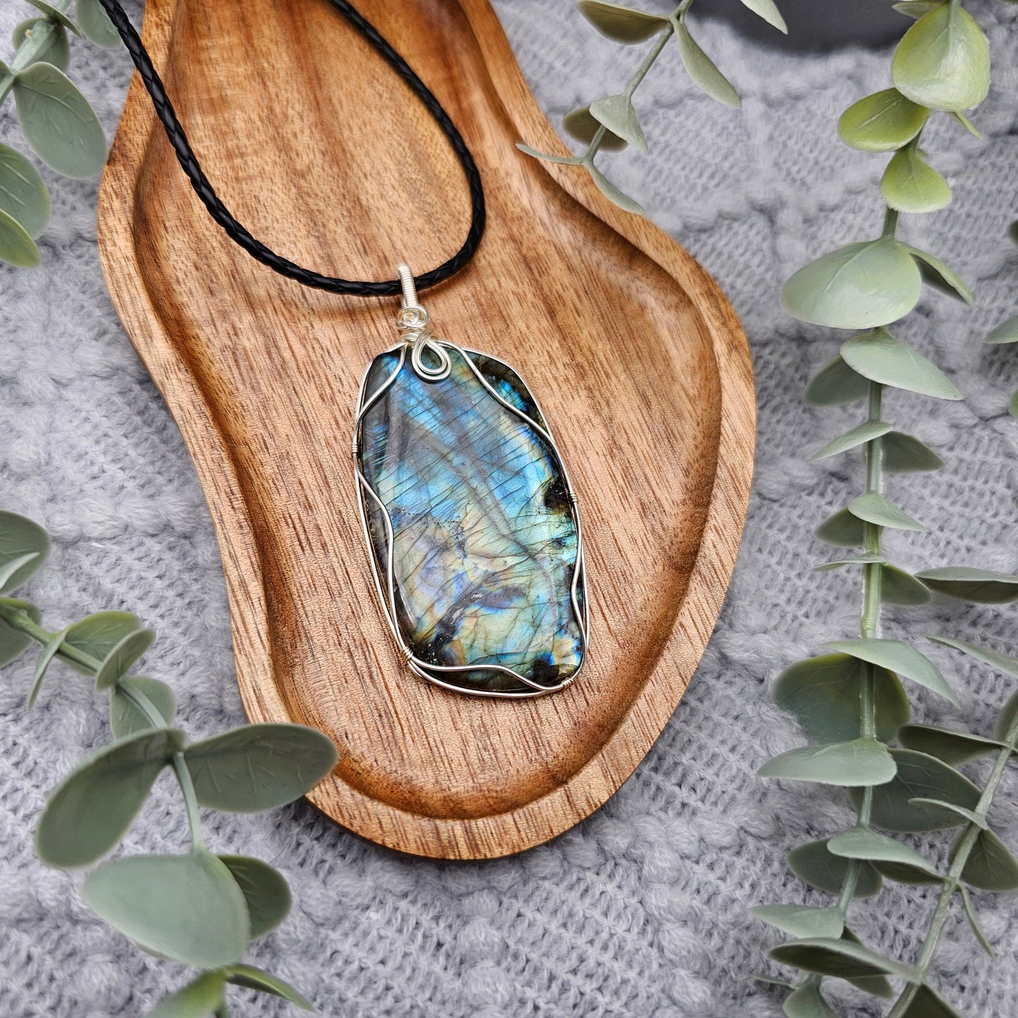 Labradorit Anhänger | Schmuckdraht | Edelstein Halskette