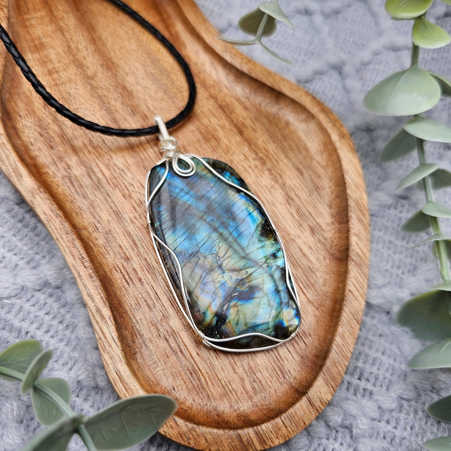 Labradorit Anhänger | Schmuckdraht | Edelstein Halskette