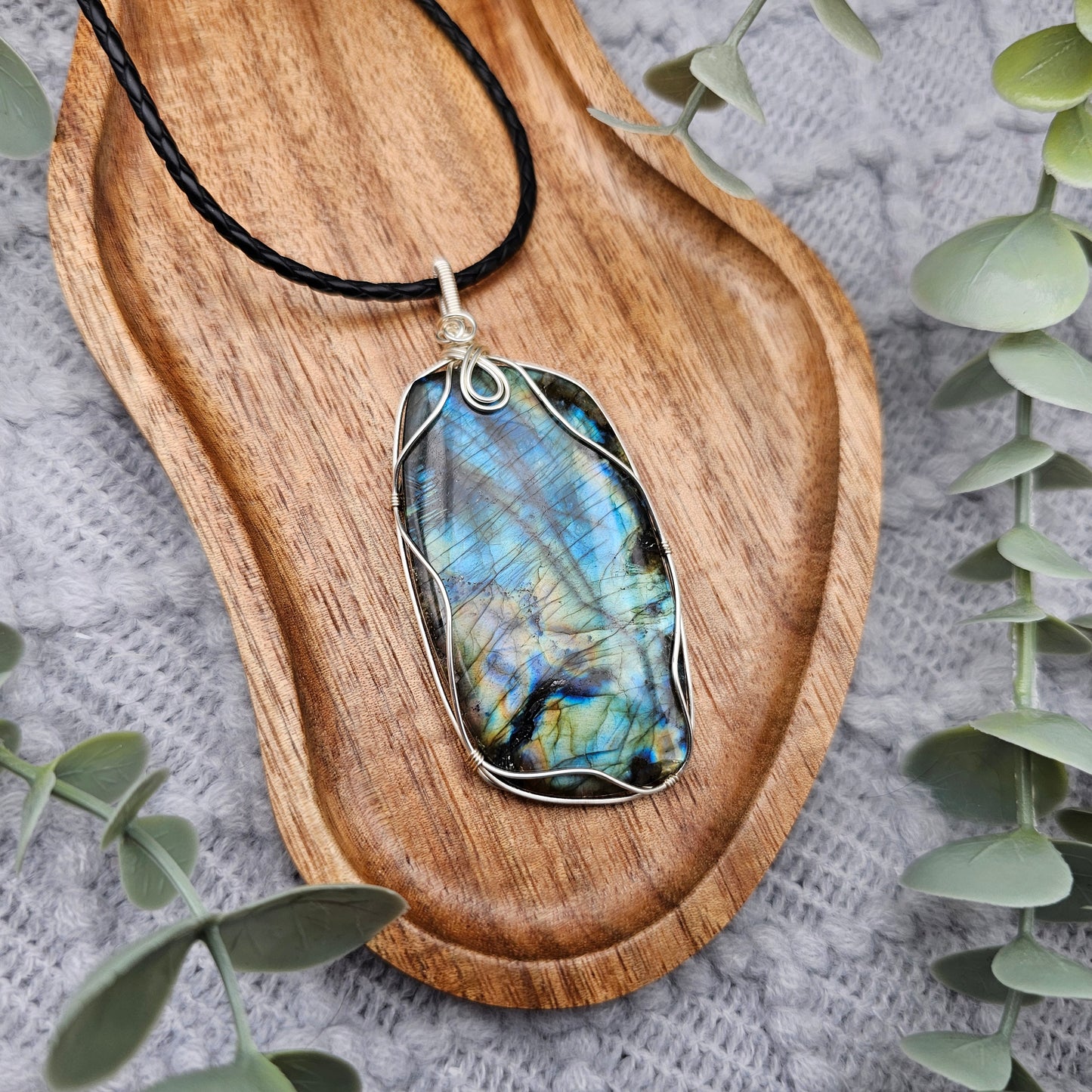 Labradorit Anhänger | Schmuckdraht | Edelstein Halskette